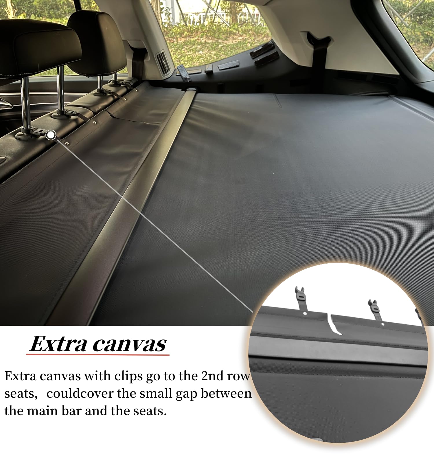 VESUL Retractable Trunk Cargo Cover for Volkswagen VW Tiguan 2025-2018 - Universal Security Shade Shield & Tonneau Cover with Extra Canvas - Perfect for Road Trips, Grocery Hauling, and Luggage Privacy Protection