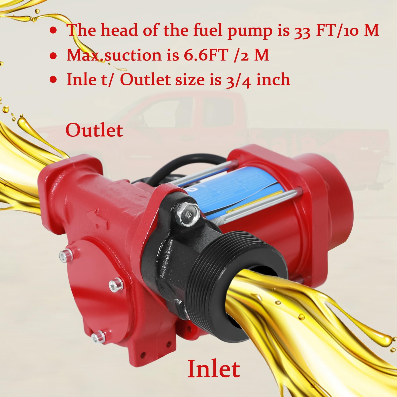 SUPERFASTRACING 12V DC Fuel Transfer Pump - 10GPM High Flow Gasoline & Diesel Pump with Nozzle Kit - Portable Fuel Transfer for Cars, Boats, RVs & Farm Equipment