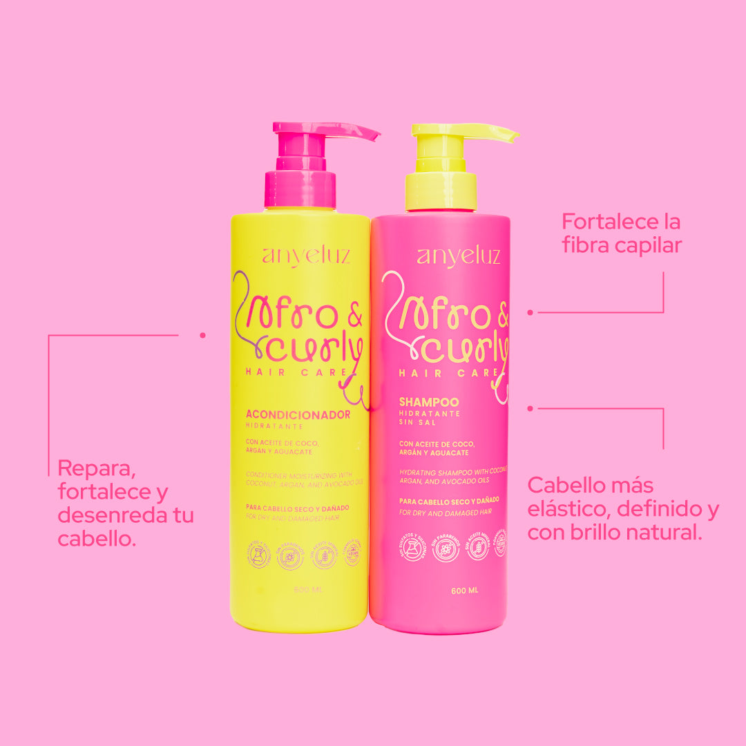 Afro & Curly Hair Shampoo and Conditioner Set - Natural Hair Care for Curly, Coily, and Kinky Hair Types - Perfect for Daily Hydration and Definition