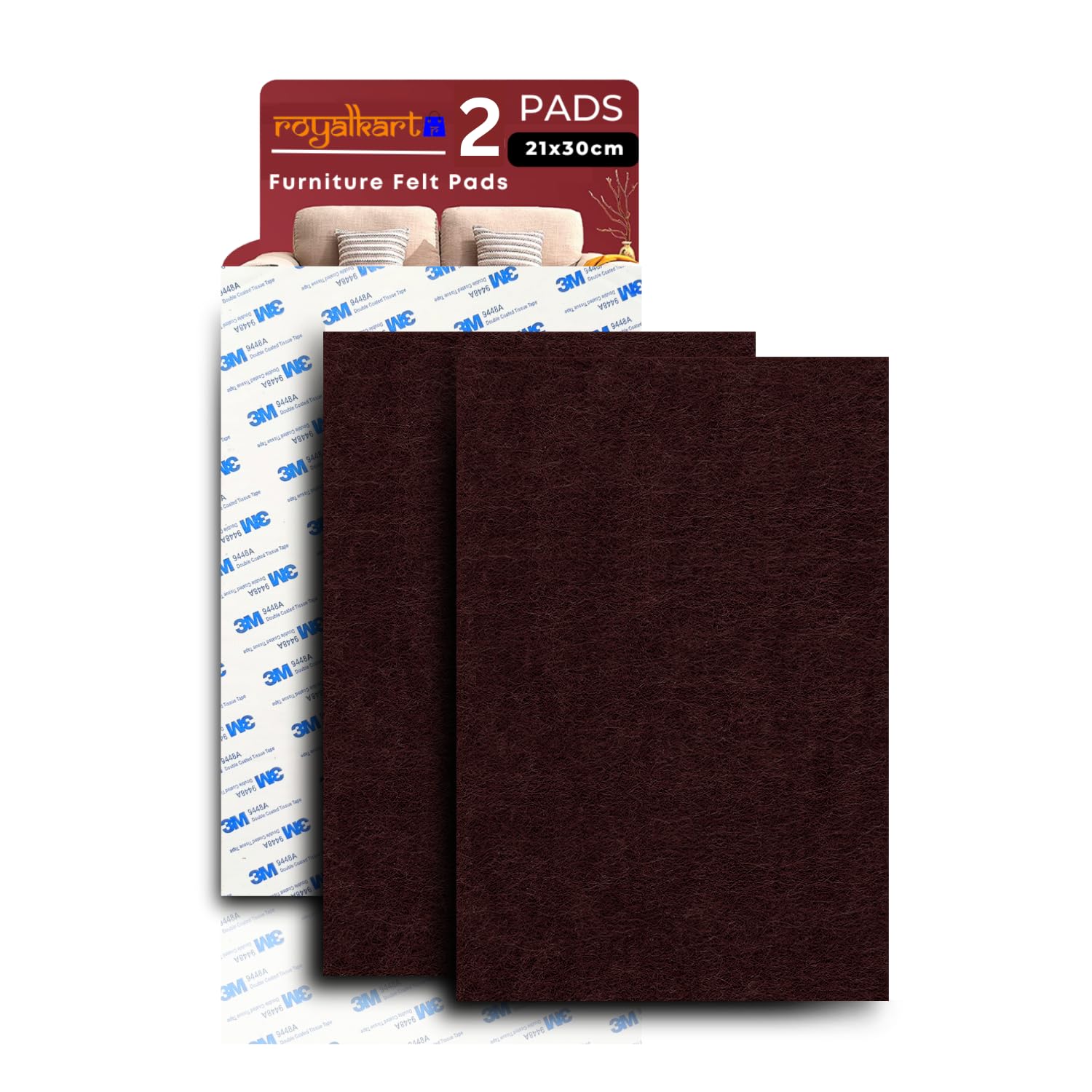 RoyalKart Heavy Duty Self-Adhesive Felt Pads for Furniture - 3M Non-Slip Cuttable Felt Strips (2-Pack) - Protects Hardwood Floors, Chairs & Walls from Scratches - Perfect for Home, Office & Dorm Room Furniture Protection