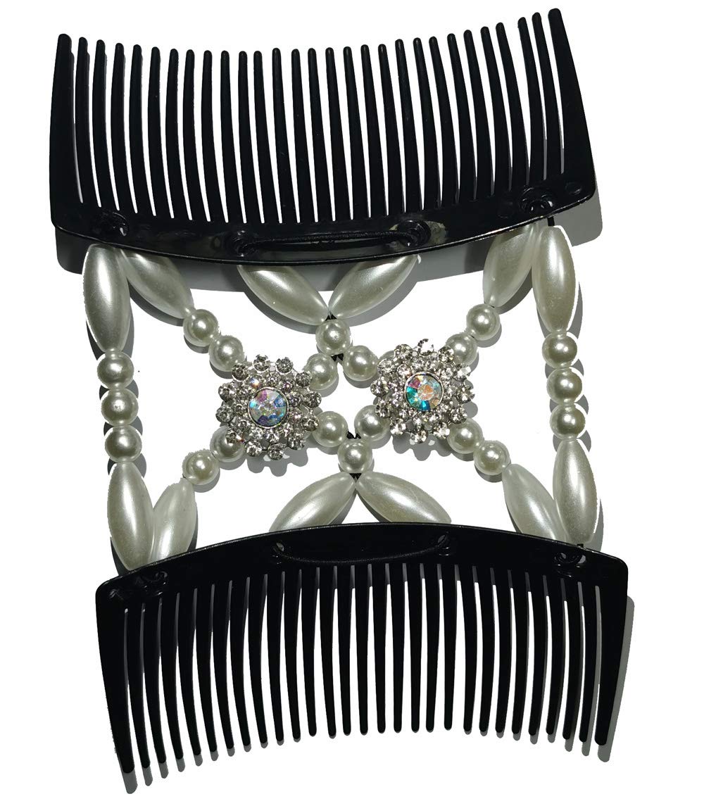 MAYBEAN Magic Beads Hair Clips & Double Hair Combs Set - 3 Piece Stretchy DIY Hair Accessories for Women & Girls | Perfect for Braids, Ponytails & Updos