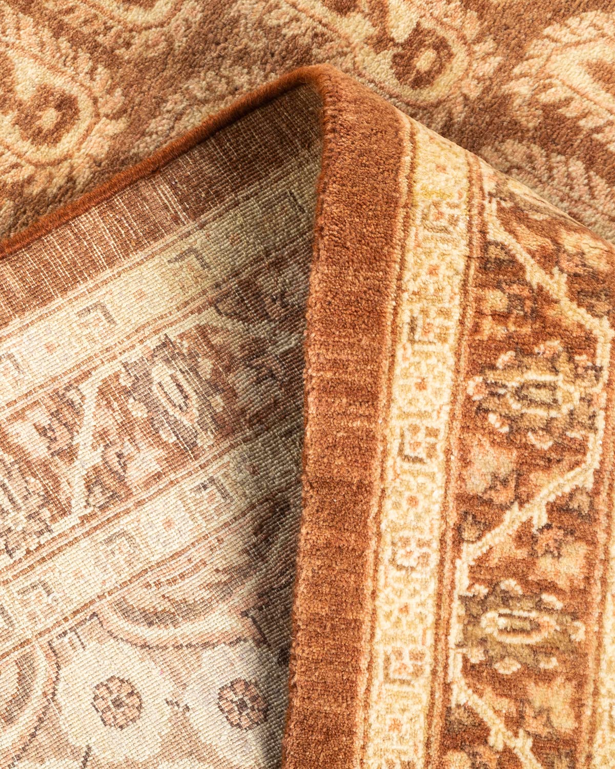 Handmade Wool Oriental Mogul Brown 8x10 Area Rug - Traditional Hand-Knotted One-of-a-Kind Solo Rug for Living Room, Bedroom & Home Decor