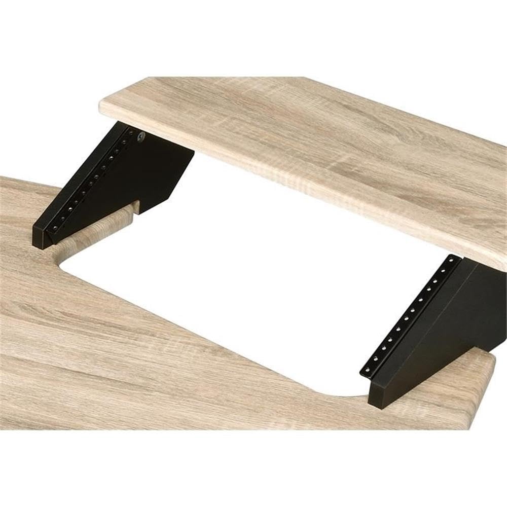 Pemberly Row Contemporary Wood Studio Music Recording Desk in Natural Oak - Professional Home Office Desk for Musicians, Producers & Audio Engineers - Perfect for Recording Studios & Home Music Production