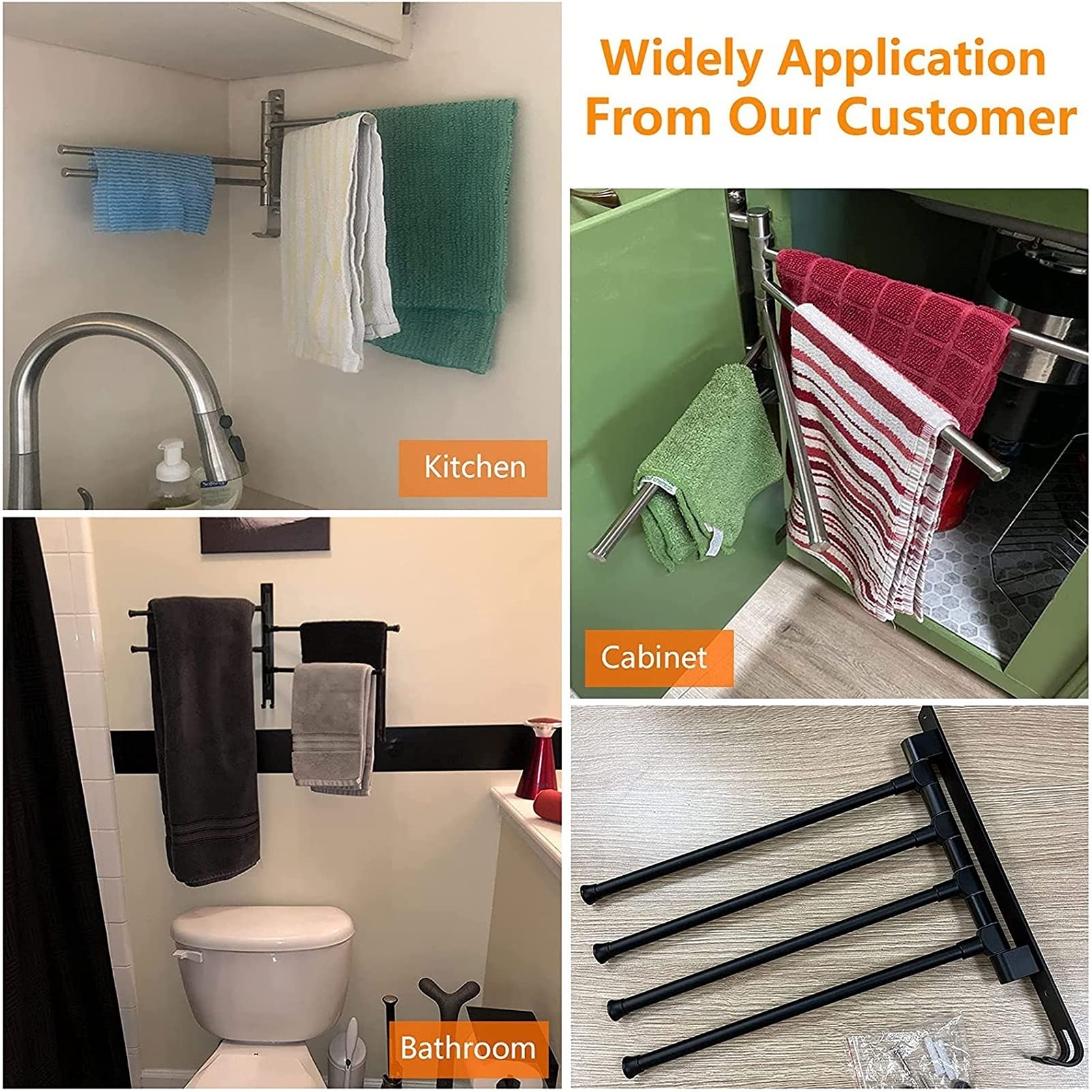 DCFV Wall-Mounted Swivel Towel Rack with Shelf - 5 Arms Space Saving Bathroom Organizer for Towels, Robes & Kitchen Linens - Perfect for Bathroom, Poolside, Spa & Laundry Room Storage