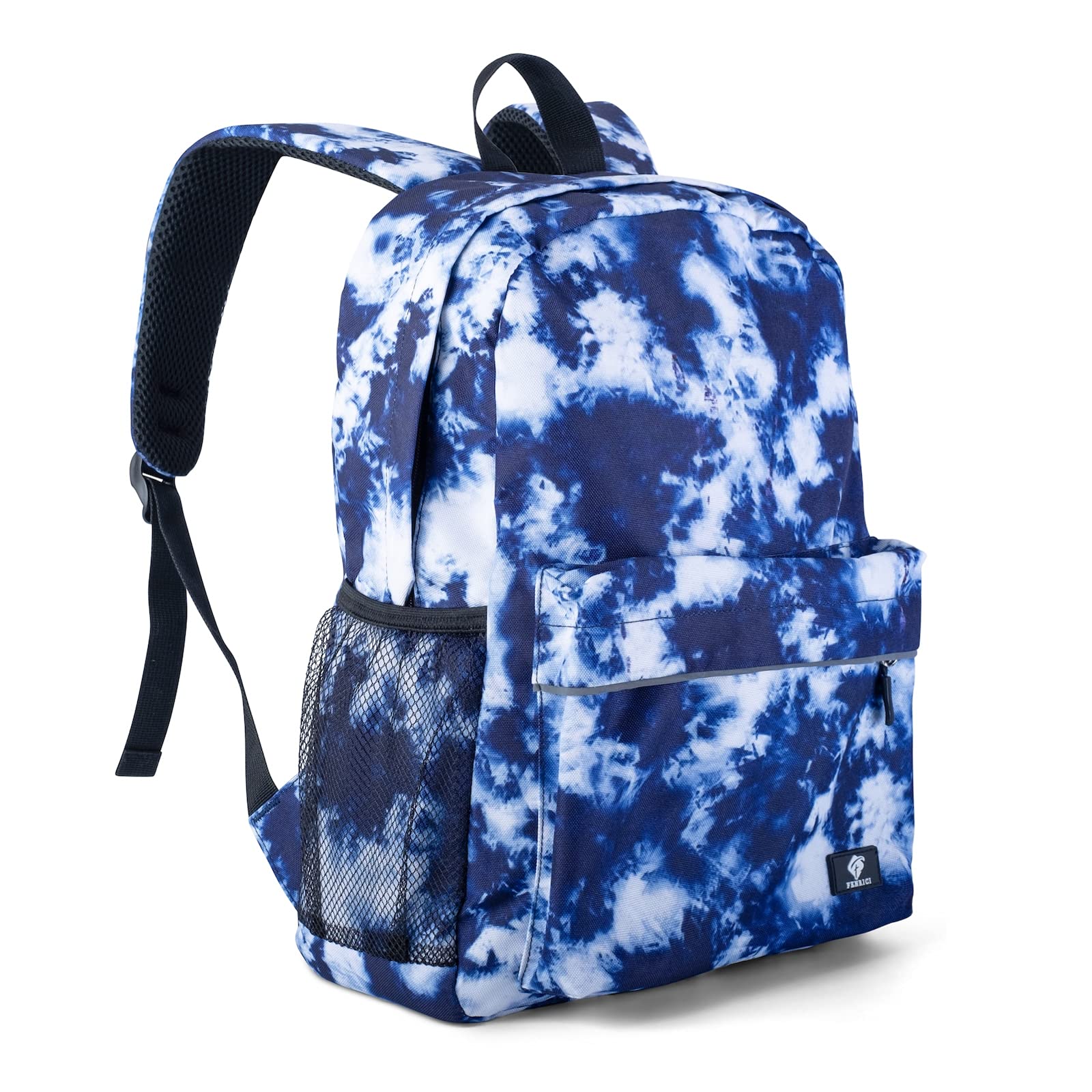 Fenrici Tie Dye Backpack for Boys & Girls - 16 Inch Blue Bookbag with Padded Laptop Compartment - Stylish Indigo Blue School Backpack for Kids & Teens - Perfect for School, Travel & Daily Use