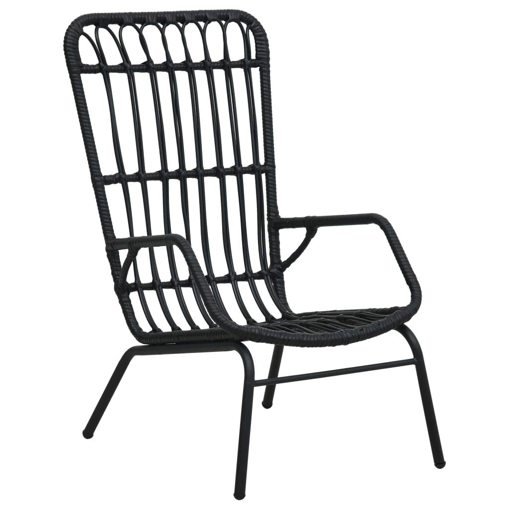 Premium FAMIROSA Outdoor Garden Chair - Black Poly Rattan Patio Furniture for Backyard, Poolside, and Balcony Relaxation