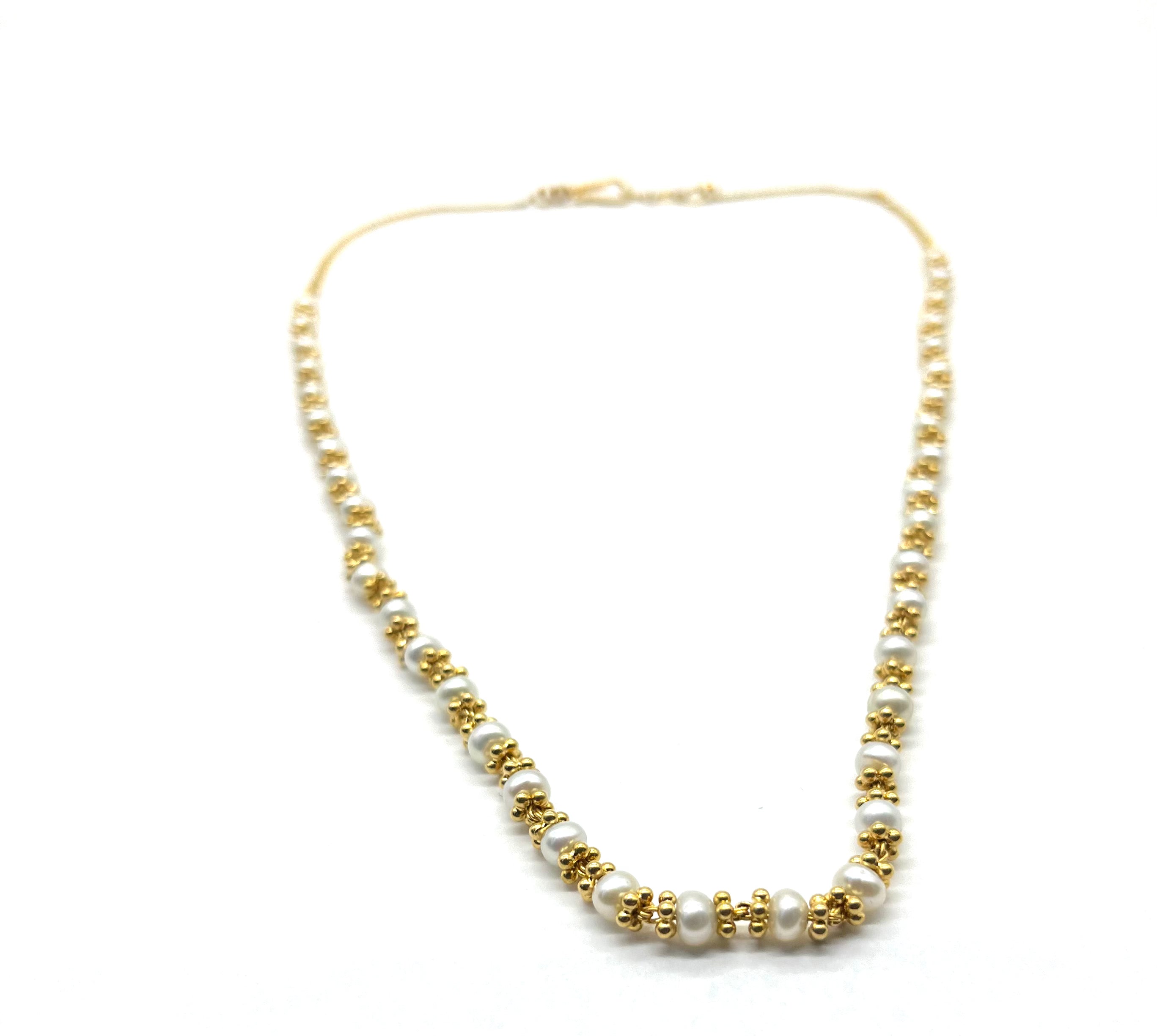 22K Gold Beaded Pearl Necklace for Women - Elegant Luxury Jewelry Gift for Weddings, Parties & Special Occasions