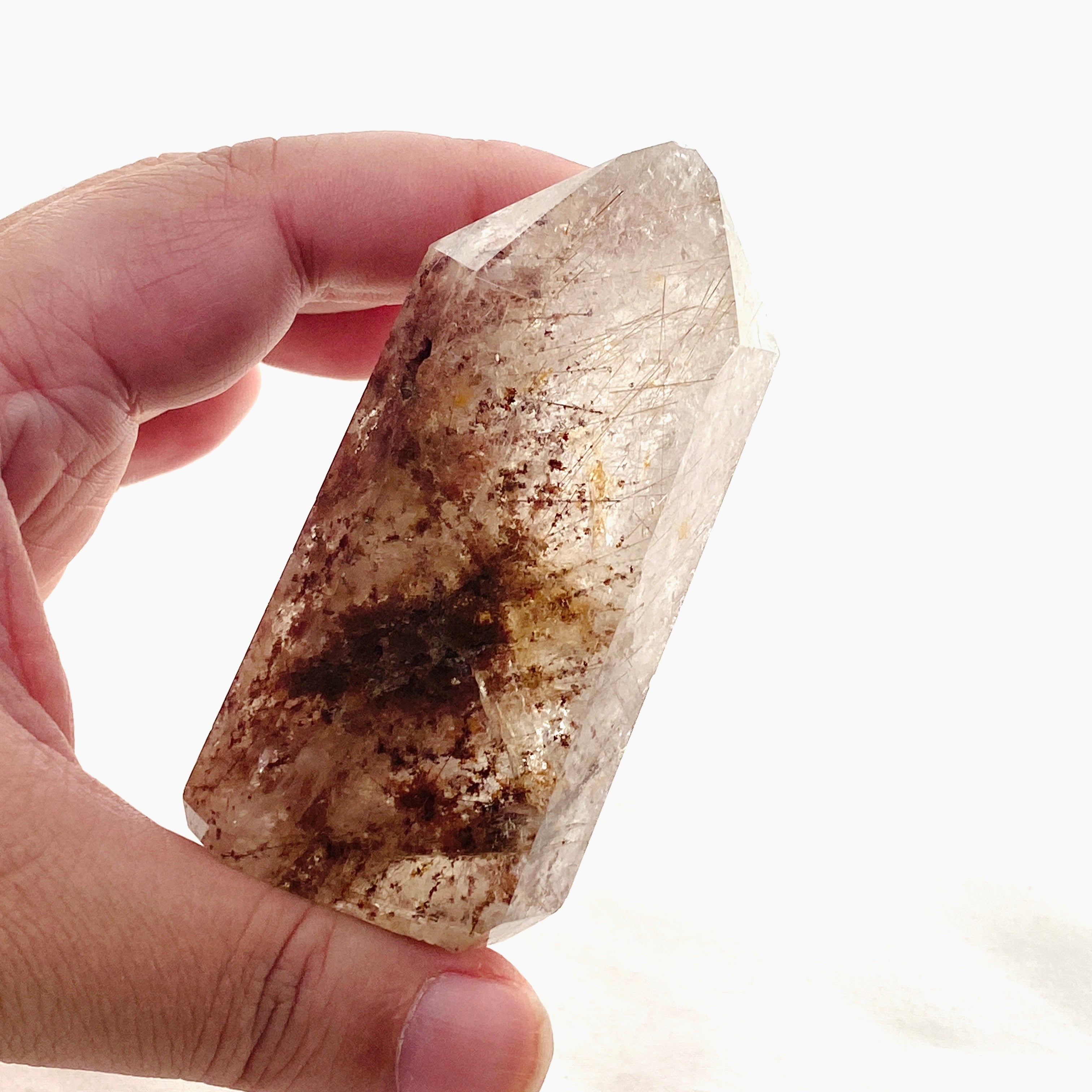 Natural Rutilated Quartz Point RTQP 01 - Healing Crystal for Meditation, Energy Work & Spiritual Growth | Perfect for Home Decor, Yoga & Reiki