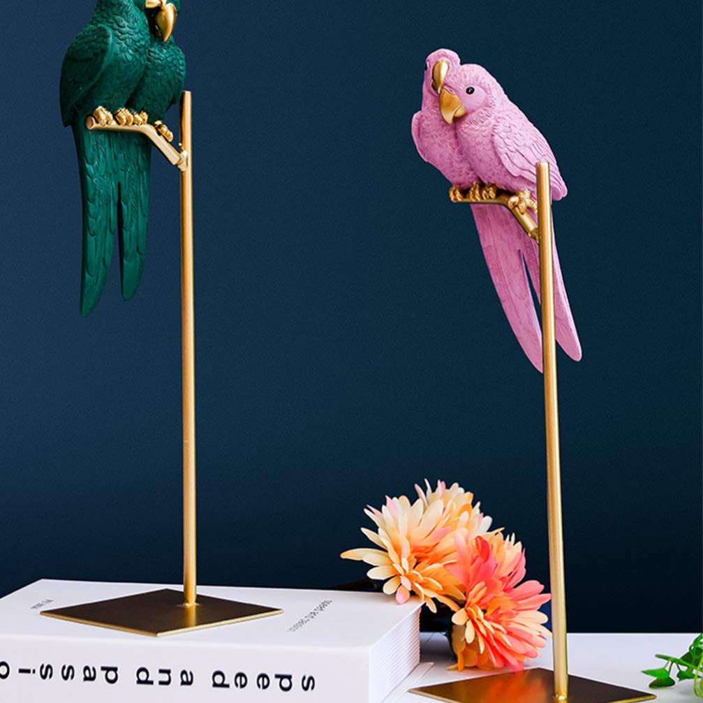 Wakauto Handcrafted Resin Parrot Statues - Macaw Couple Figurines for Home Decor, Wedding Centerpiece & Car Accessories | Rustic Table Decor for Living Room, Garden & Special Events