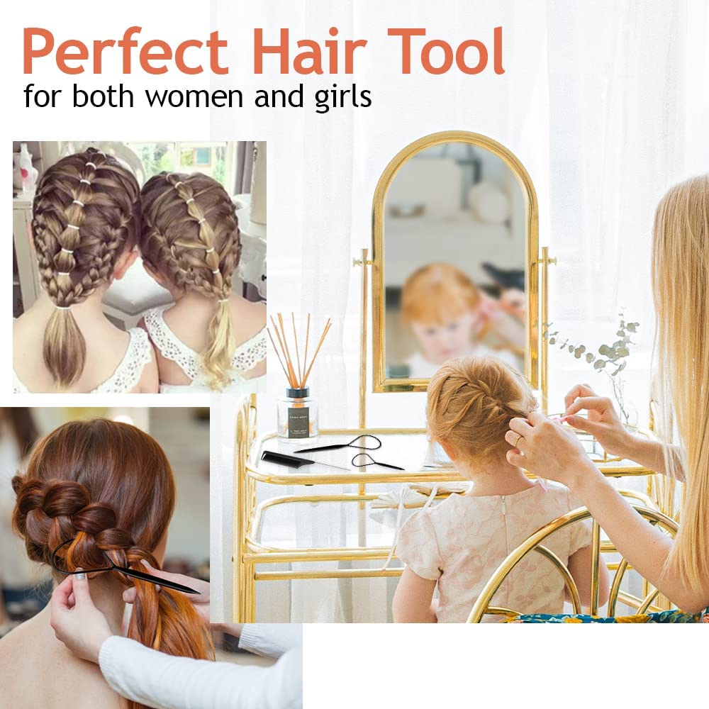 8-Piece Professional Hair Styling Tool Set - Rat Tail Comb, Cutting Comb, Alligator Clips, Ponytail Hoop - Stainless Steel Black Hair Accessories for Women & Girls | Salon, Home Use, DIY Hairstyling