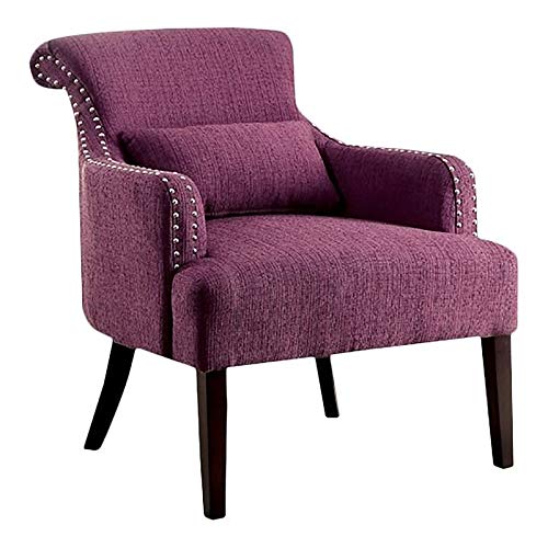 Furniture of America Gabe Contemporary Fabric Upholstered Accent Chair in Purple - Modern Living Room Seating for Home Office & Lounge