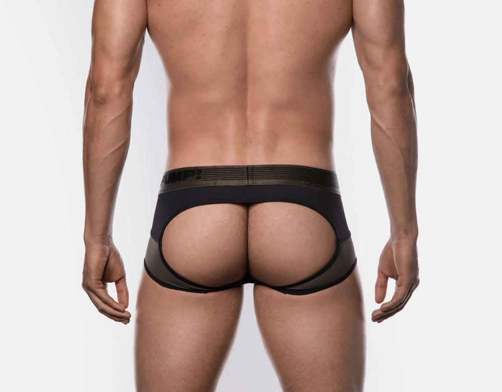 Military Style PUMP! Access Mesh Jockstrap Boxer Briefs in Army Green - Perfect for Workout, Gym, Sports & Active Lifestyle
