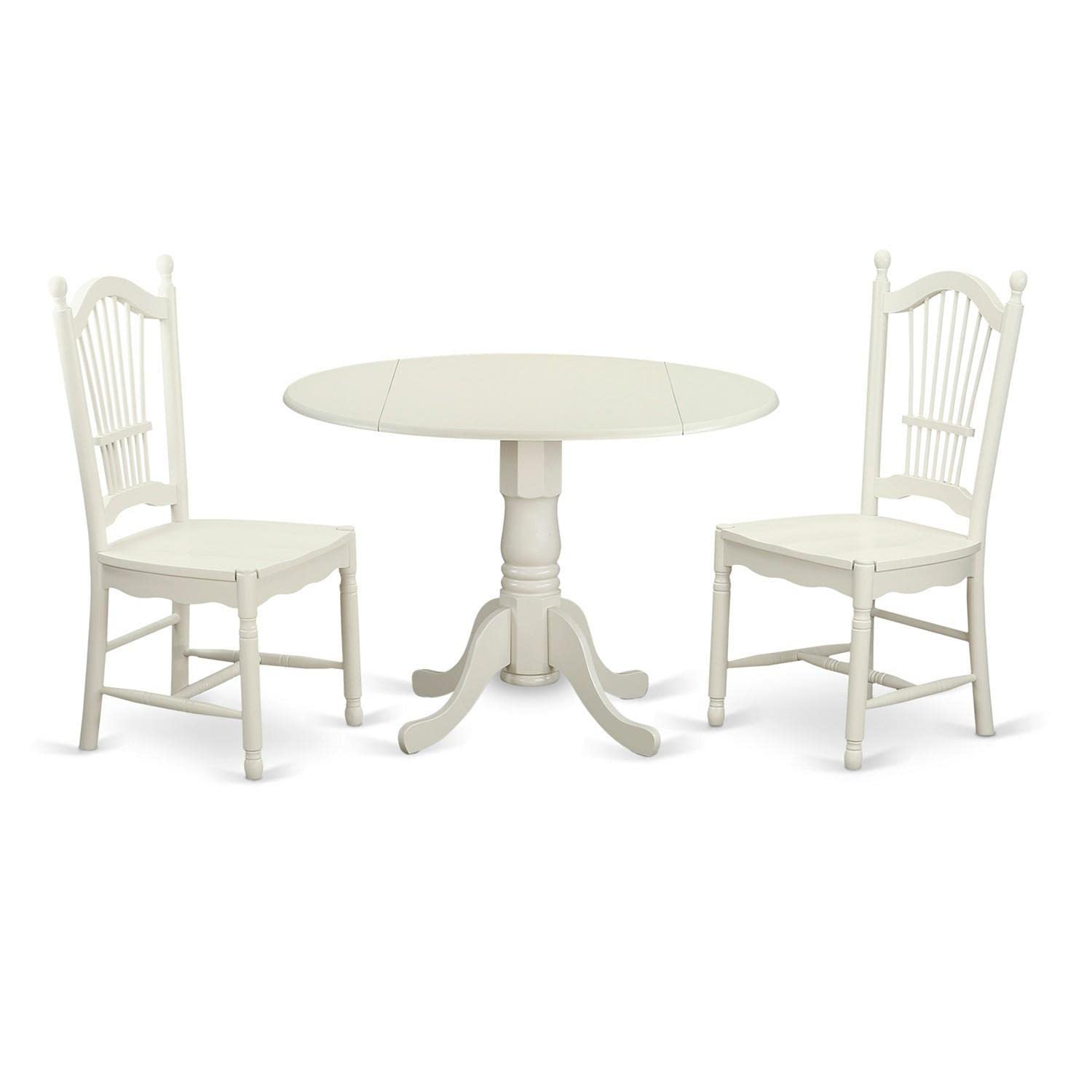 East West Furniture DLDO3-WHI-W 3-Piece White Dining Room Set - 42