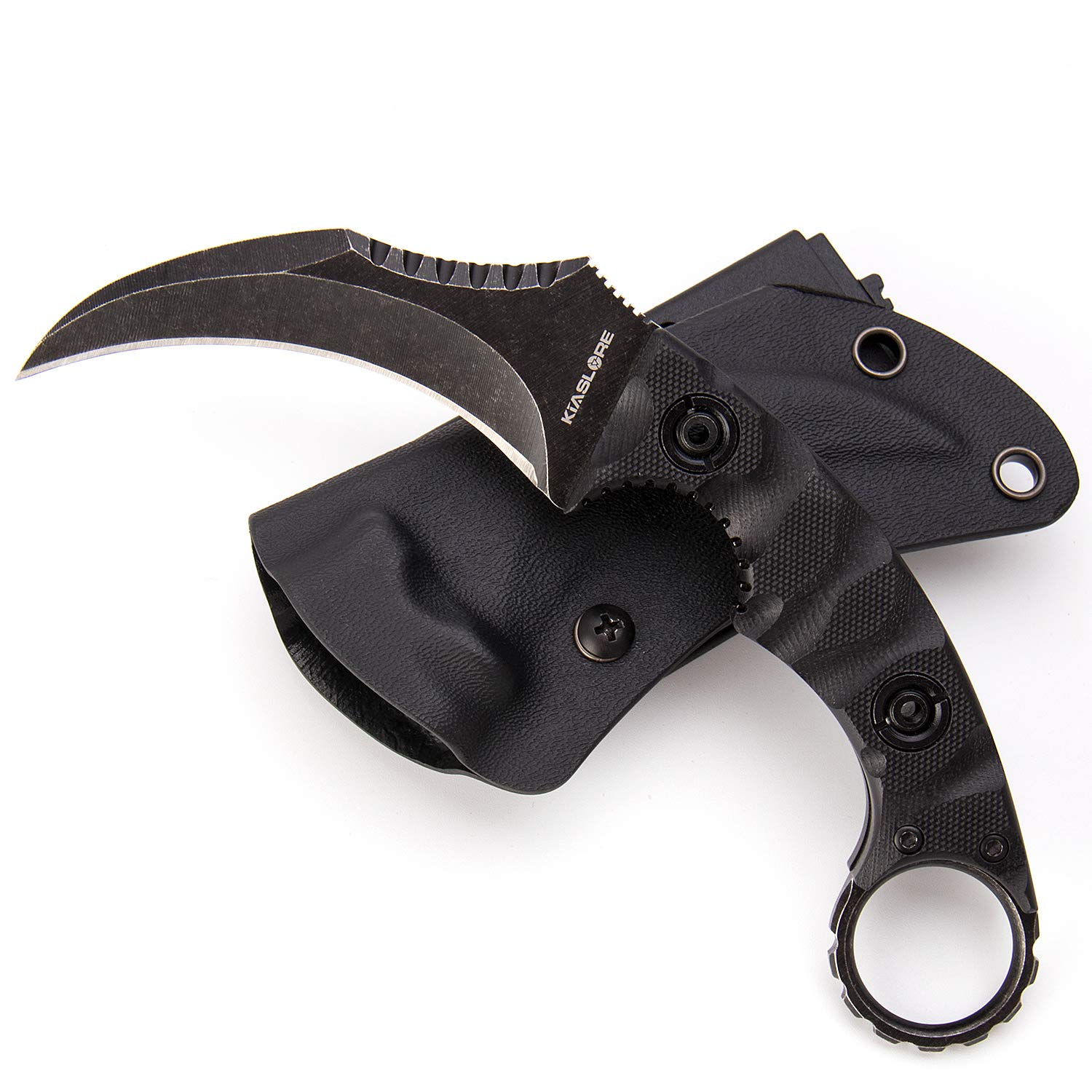 KIASLORE 1911K Tactical Knife - D2 Steel Fixed Blade with Curved Teeth & G10 Handle - Survival Knife for Outdoor Camping, Bushcraft, Hunting - Includes Sheath - Perfect for Wilderness Adventures and Tactical Missions