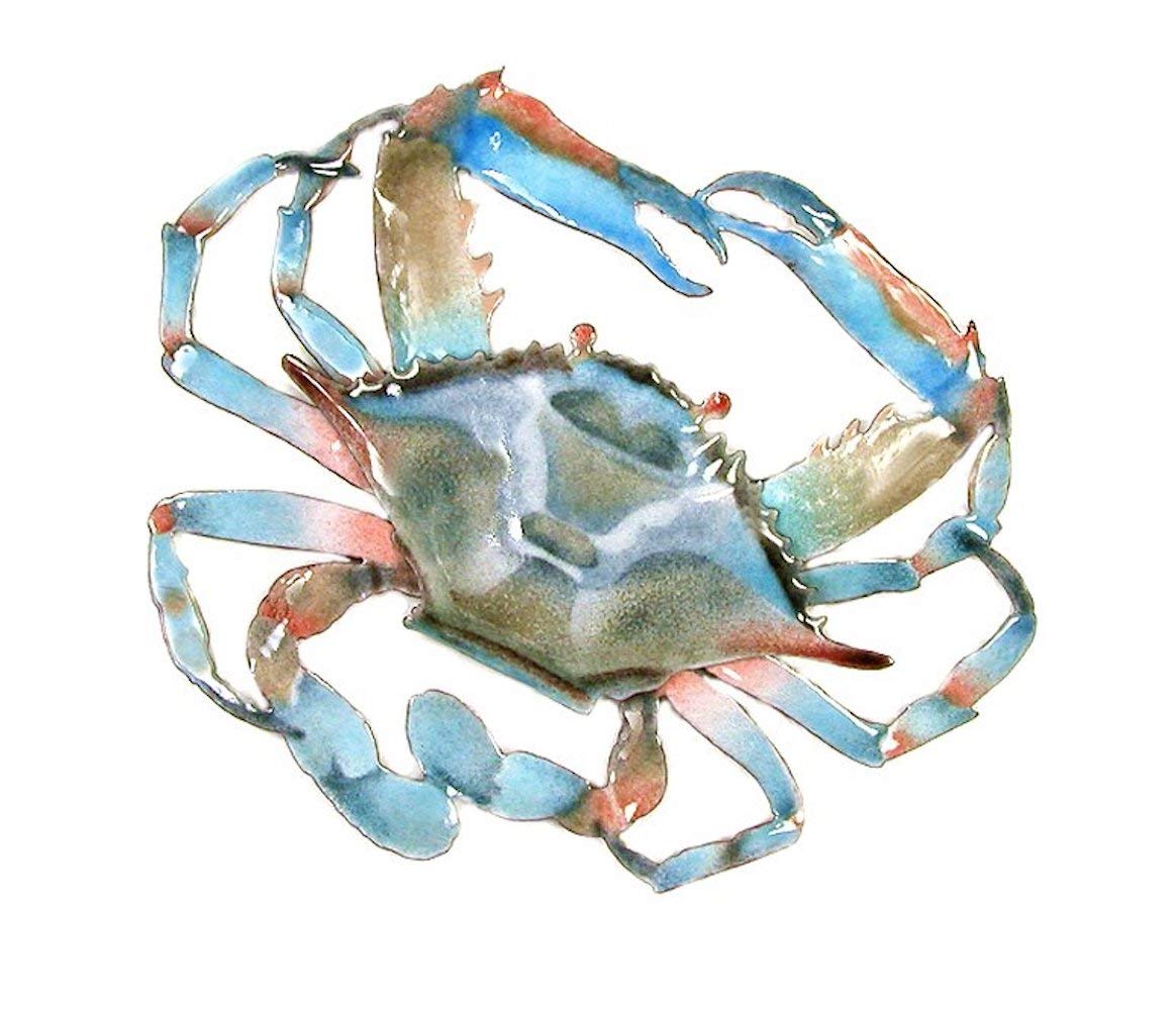 Bovano Blue Crab Wall Sculpture - Handmade Metal Art Decor for Home, Office & Coastal Themed Spaces