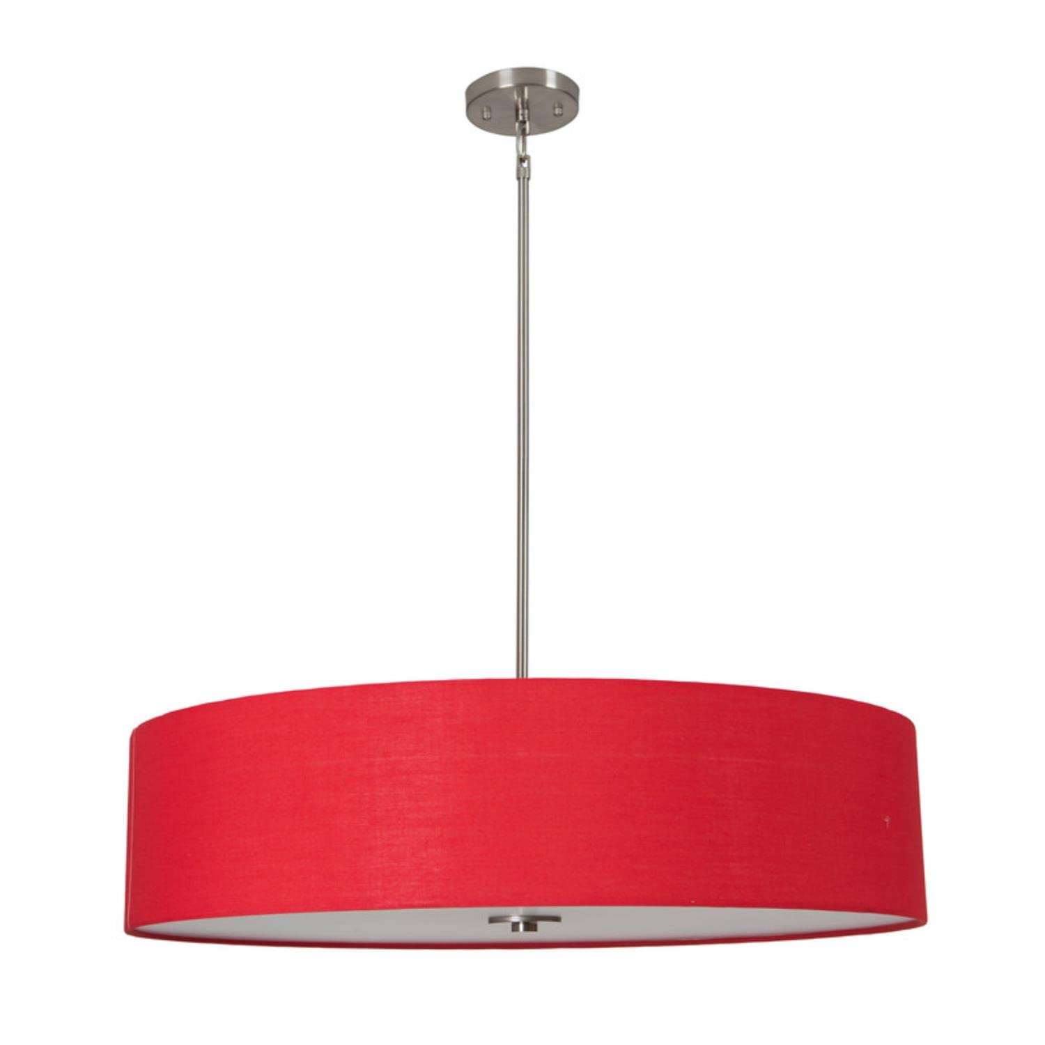 Yosemite Home Decor SH3007-5P-CPRS Lyell Forks Family 5-Light Pendant Light Fixture - Satin Steel Finish with Chili Pepper Red Drum Shade (30