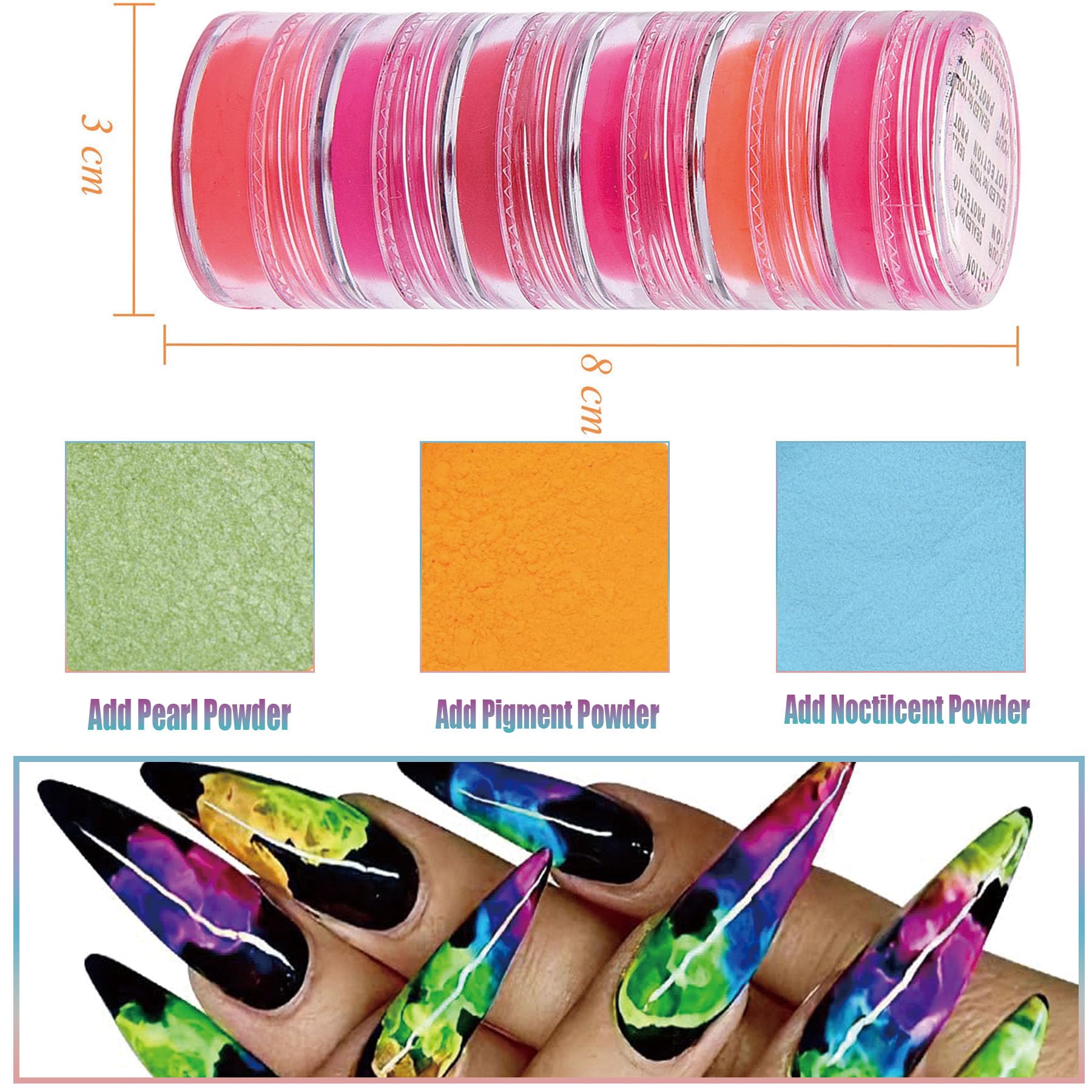 60 Colors Nail Powder Pigment Set - Fluorescent & Pearlescent Halo Powder for Acrylic Nails, Nail Art & Body Painting - High-Gloss, Long-Lasting & Luminous - Perfect for Salon, Home Manicure & DIY Nail Designs