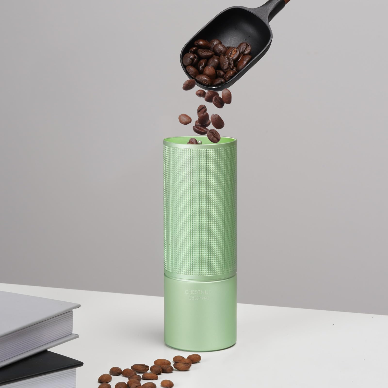 TIMEMORE C3 ESP PRO Manual Coffee Grinder - Stainless Steel Burr Mill with Adjustable Settings for Espresso, Pour Over & French Press - Portable Travel Coffee Bean Grinder with Foldable Handle & Double Bearing System (Green) - Perfect for Home Brewing, Camping & Office Use
