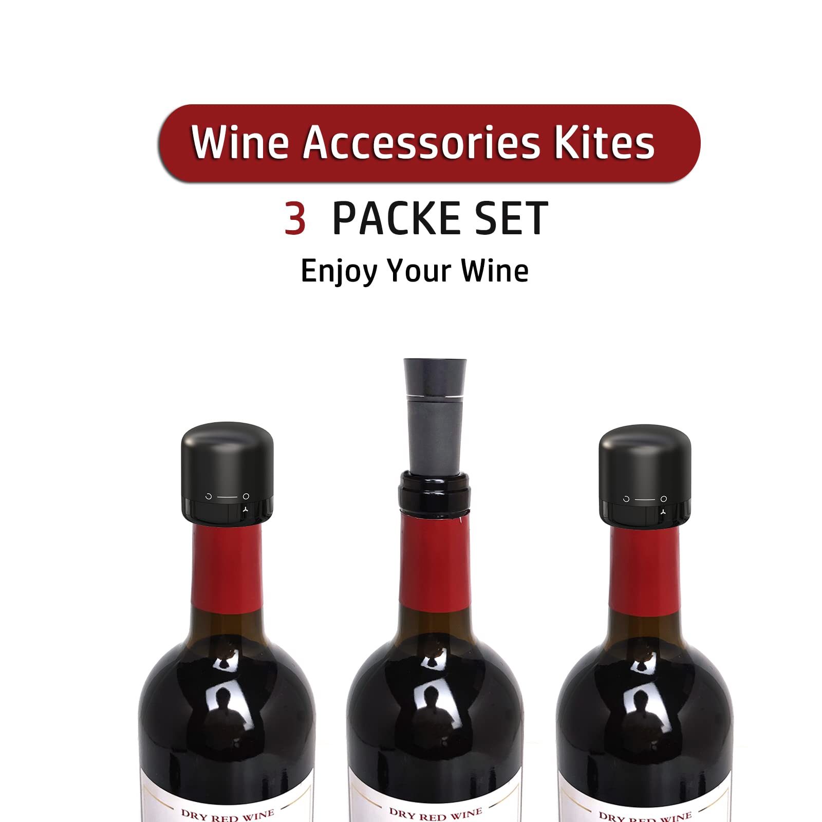 2 Pack Vacuum Wine Stoppers with Pump - Leak-Proof Wine Bottle Sealer for Red Wine, Champagne & Cava - Preserves Freshness with Real Vacuum Seal - Compact for Easy Storage - Perfect for Parties, Gifts & Home Bars