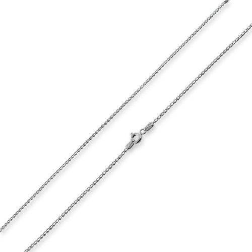 1.4mm Rhodium Plated Sterling Silver Long Curb Chain Necklace for Women - Perfect for Layering, Everyday Wear & Special Occasions