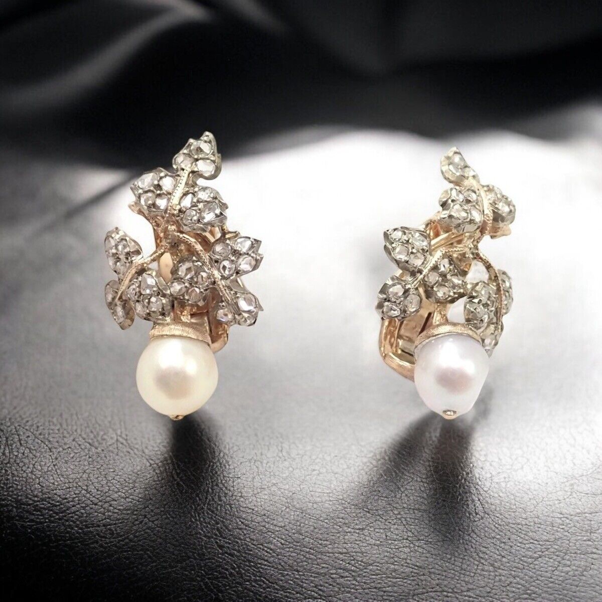 Authentic Gianmaria Buccellati 18k Yellow Gold Pearl Rose Cut Diamond Earrings - Luxury Jewelry for Weddings & Special Occasions