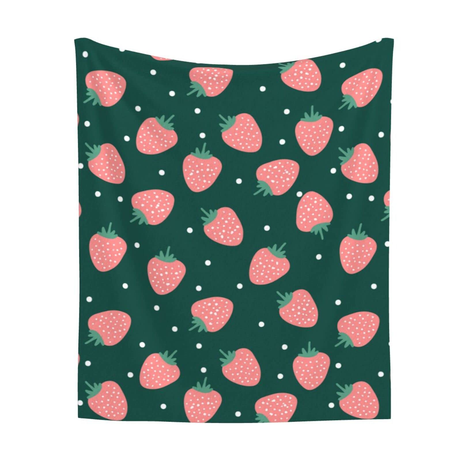 Soft Pink Strawberries Fleece Blanket 60