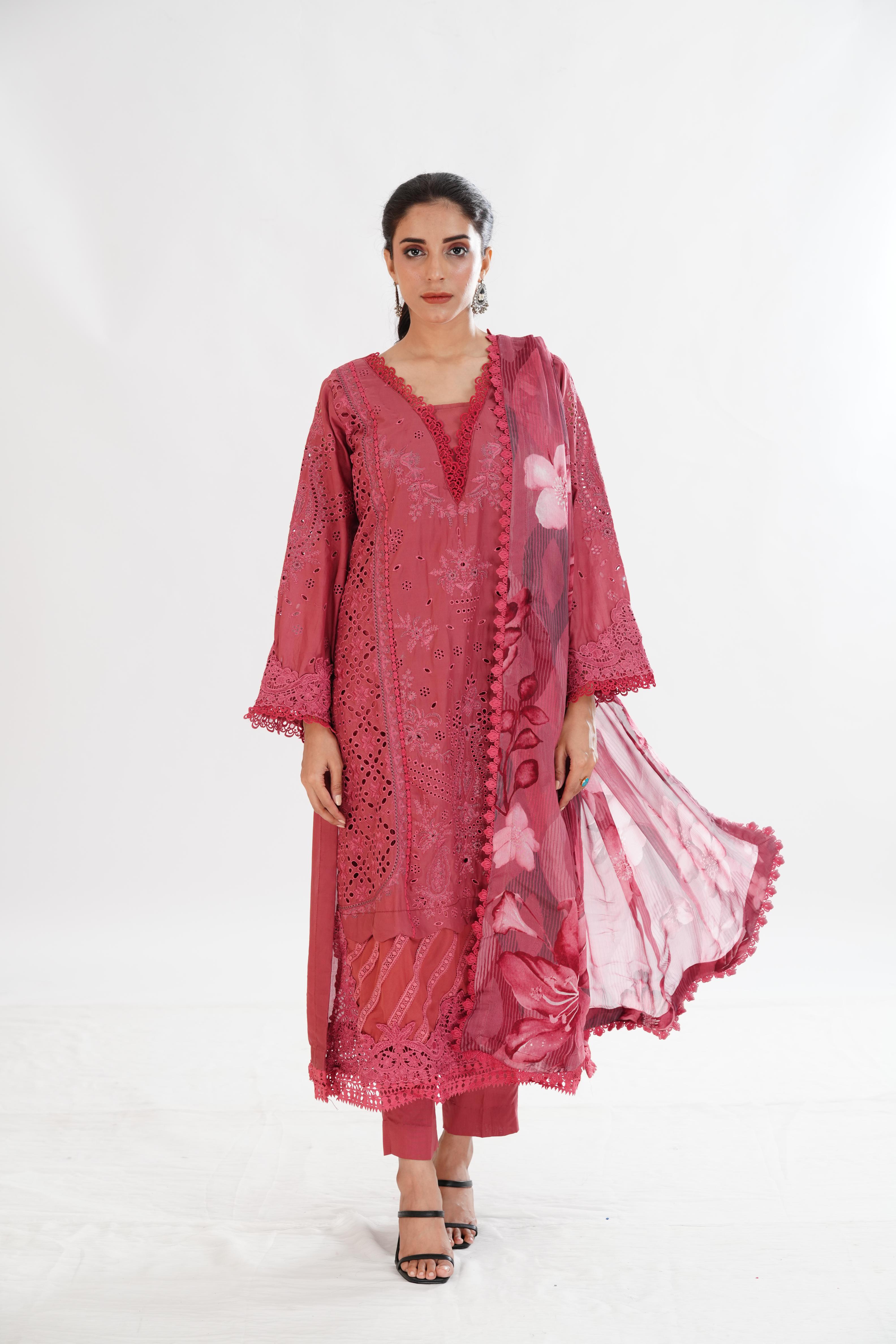 Celine Motifz Premium Lawn Stitched - High Quality Embroidered Fabric for Fashion, Home Decor & DIY Projects | Perfect for Dresses, Curtains & Crafting