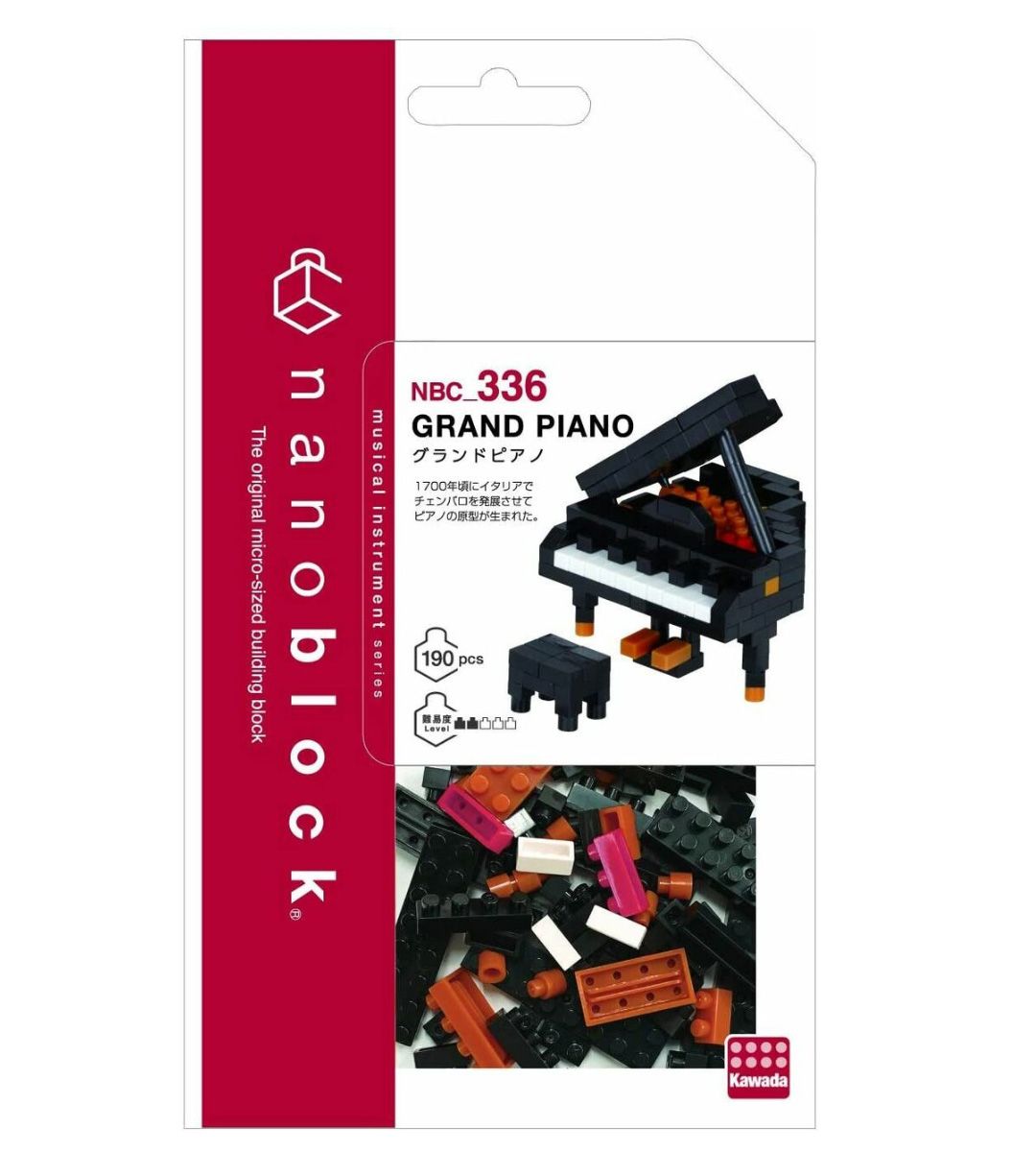 Nanoblock Grand Piano Model NBC 336 - Miniature Building Blocks Set for Music Lovers & Collectors - Perfect for Home Decor, Gift Giving & Stress Relief