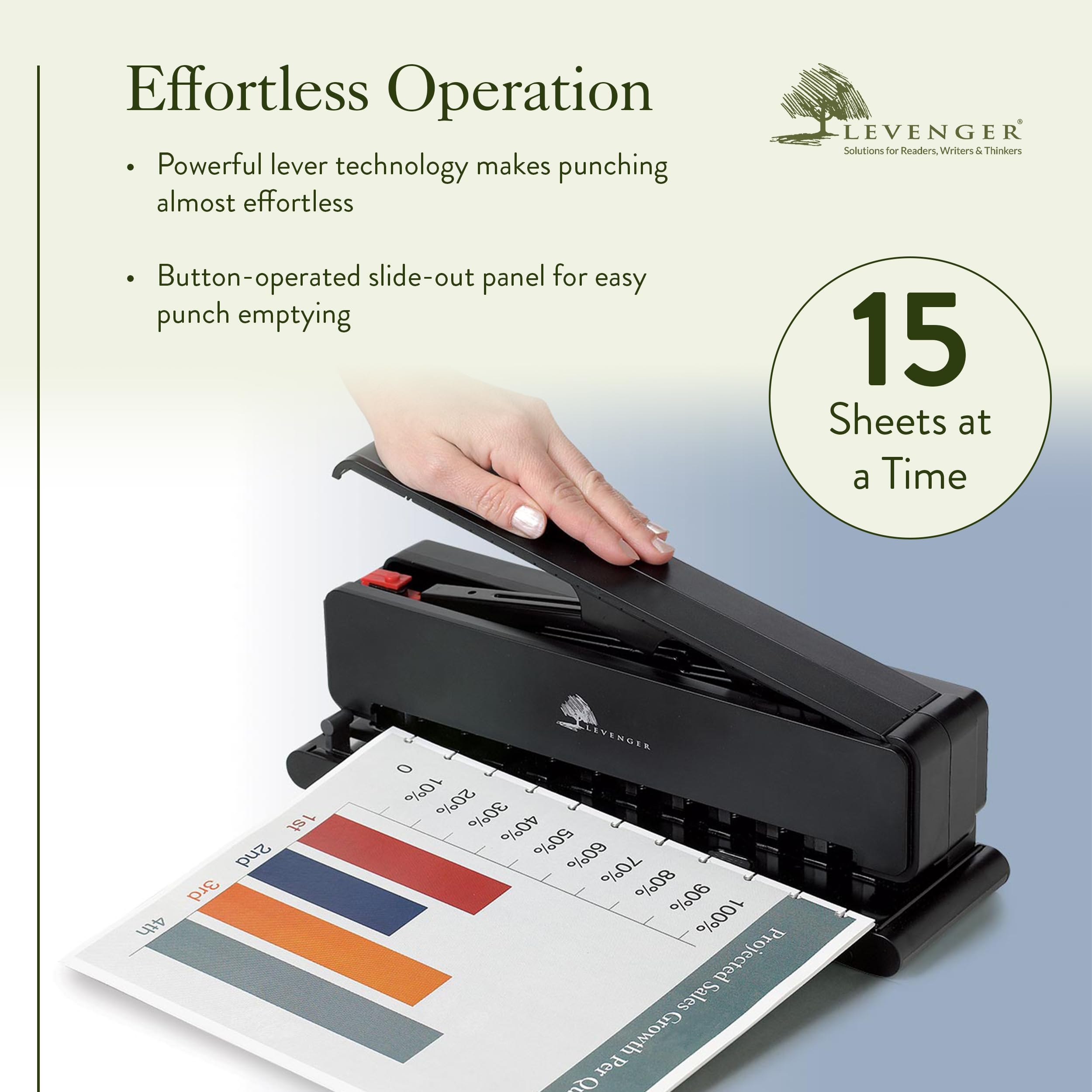 Levenger Circa Leverage Discbound Hole Punch - Heavy-Duty Large Paper Puncher for Notebooks, Binders & Journals | Office & Home Organization Supplies | Perfect for Business Documents, School Projects & DIY Planners