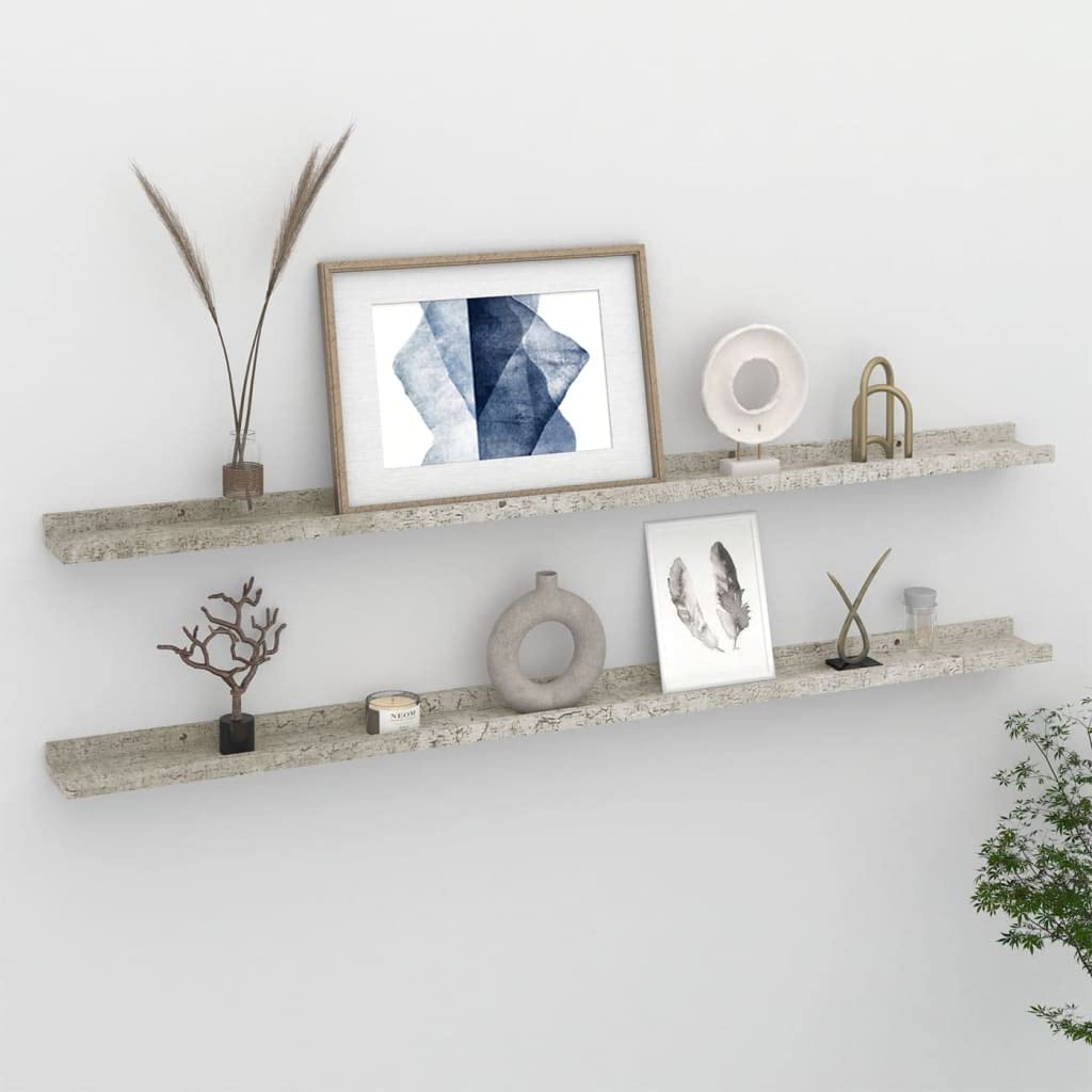 2-Pack Floating Wall Shelves - Concrete Gray 45.3