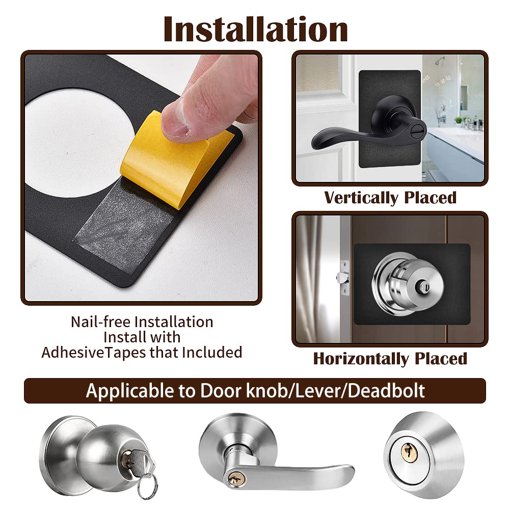 Matte Black Door Knob Reinforcement Plate - 2PCS Kit for Secure Locking