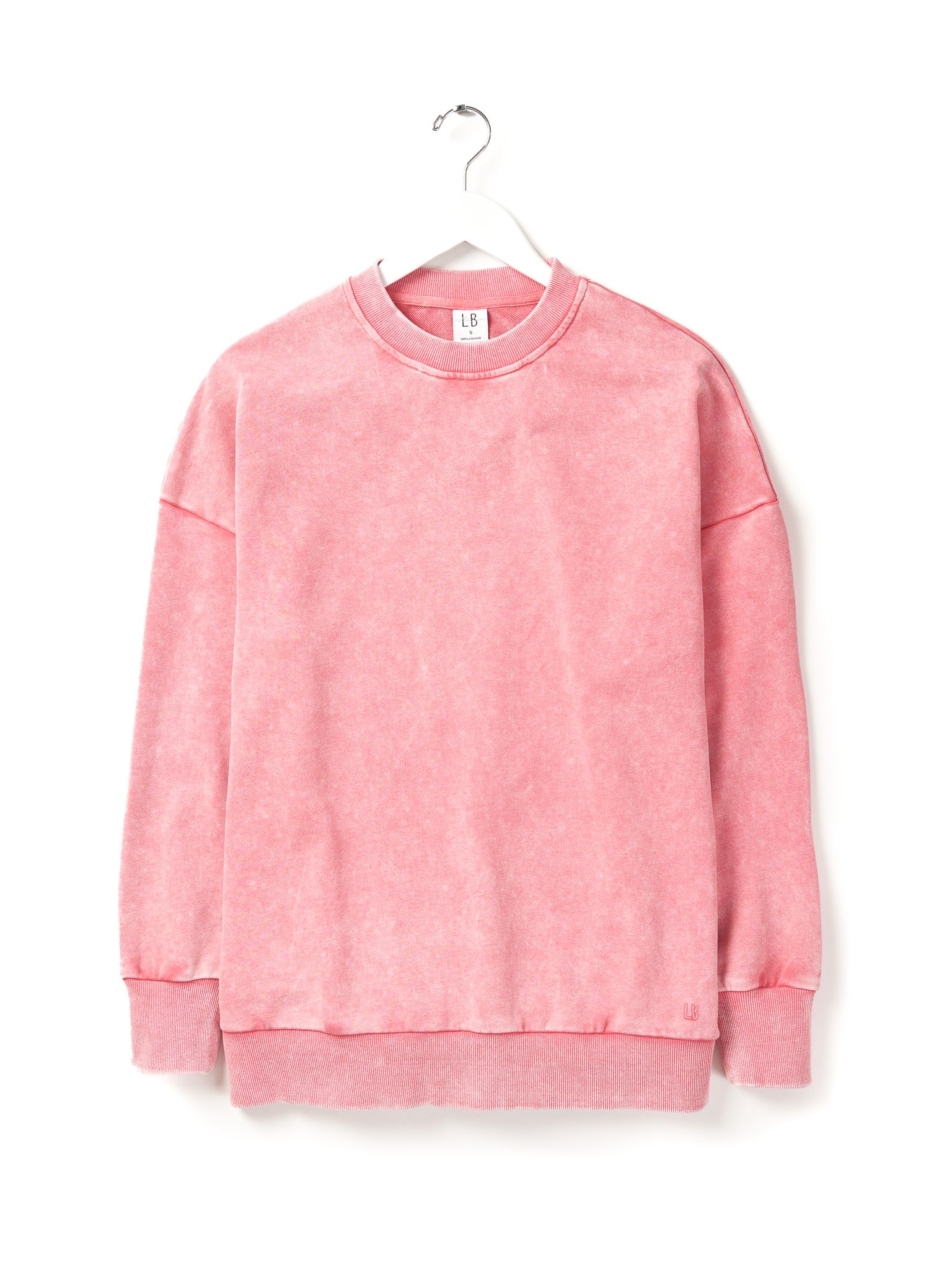 Electric Pink Washed Crewneck Sweatshirt for Adults - Soft & Stylish Casual Wear for Everyday Comfort
