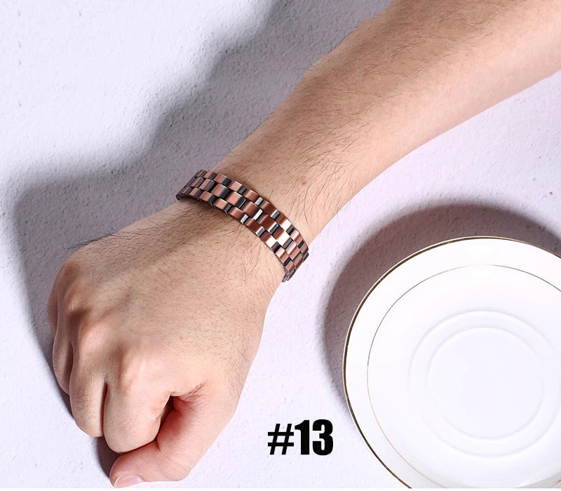 Men's Magnetic Health Bracelet - Pure Copper Energy Bracelet with Blood Pressure Magnets | Pain Relief & Improved Circulation | Perfect for Fitness, Work & Daily Wear