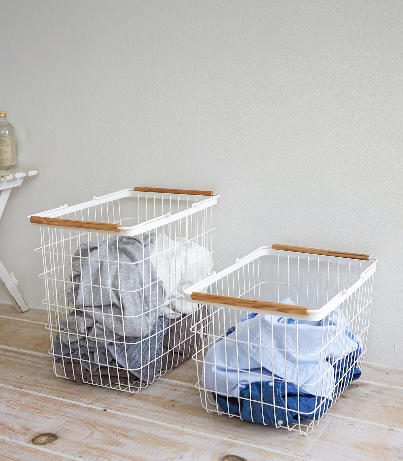 Sturdy Steel and Wood Wire Basket - 2 Sizes for Kitchen, Bathroom & Office Organization | Durable Storage Solution for Fruits, Towels & Supplies