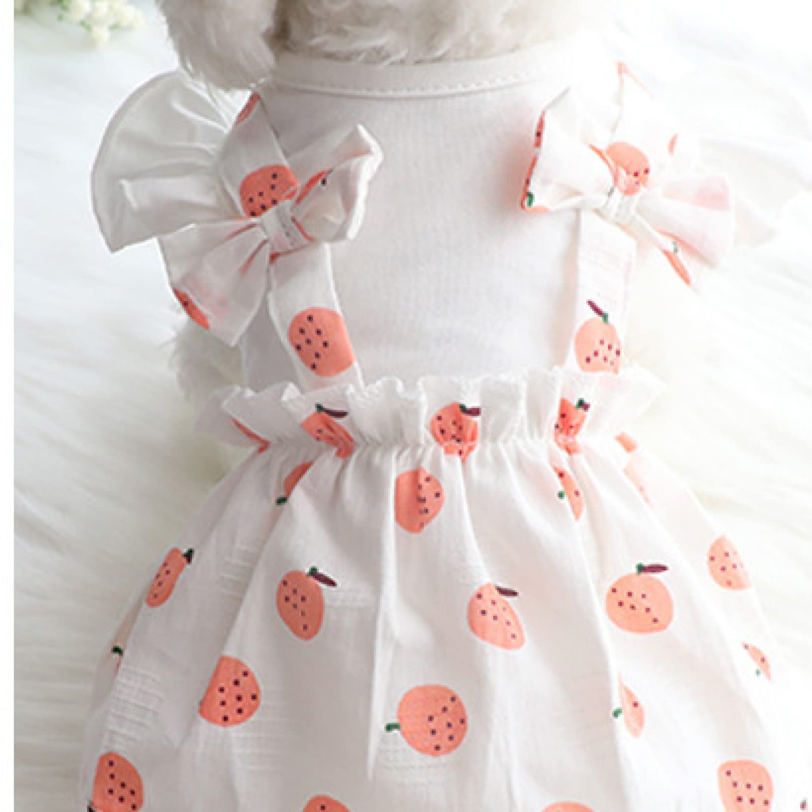 Strawberry Print Dog Dresses with Bow Knot - Cute Small Dog Clothes for Spring & Summer | Perfect for Puppy Parties, Outdoor Walks & Photo Shoots