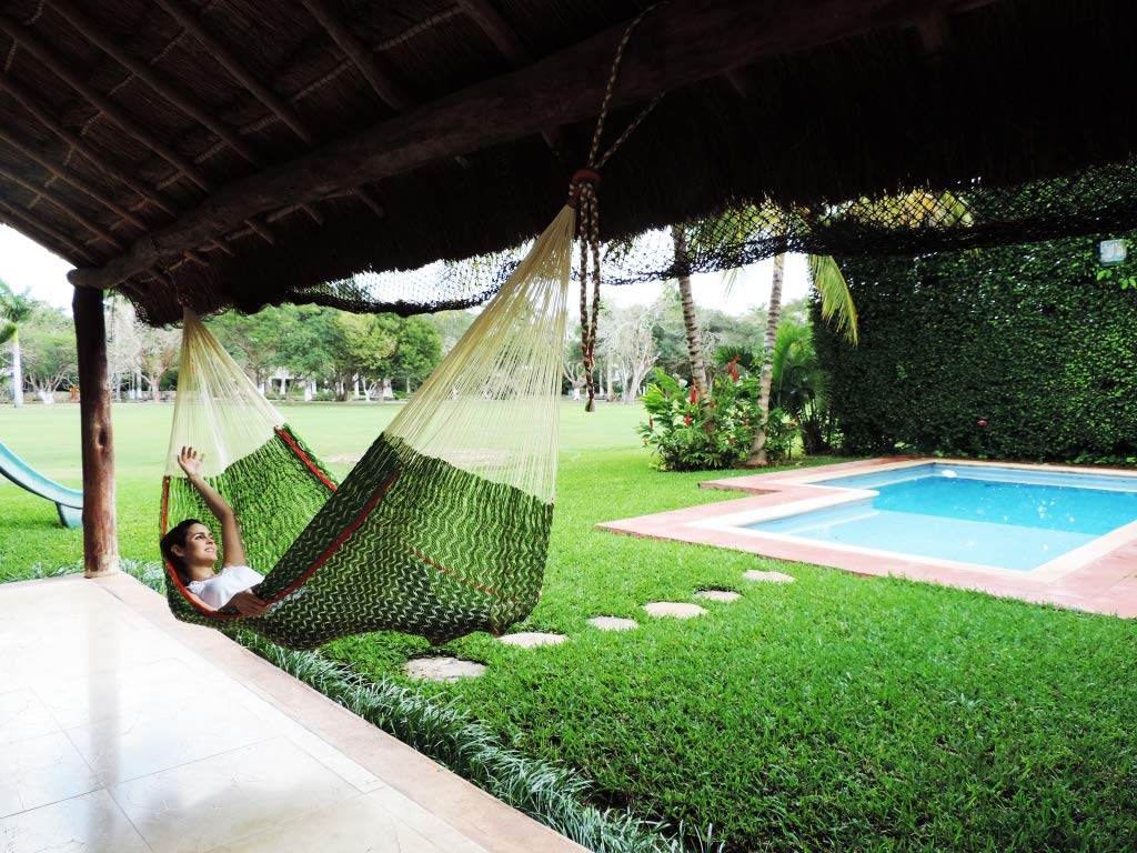 Traditional Mayan Hammock - Handwoven Nopales Hammock (Medium Size) - Premium Thick Nylon Thread for Strength & Comfort - Perfect for Backyard, Beach, Camping & Indoor Relaxation