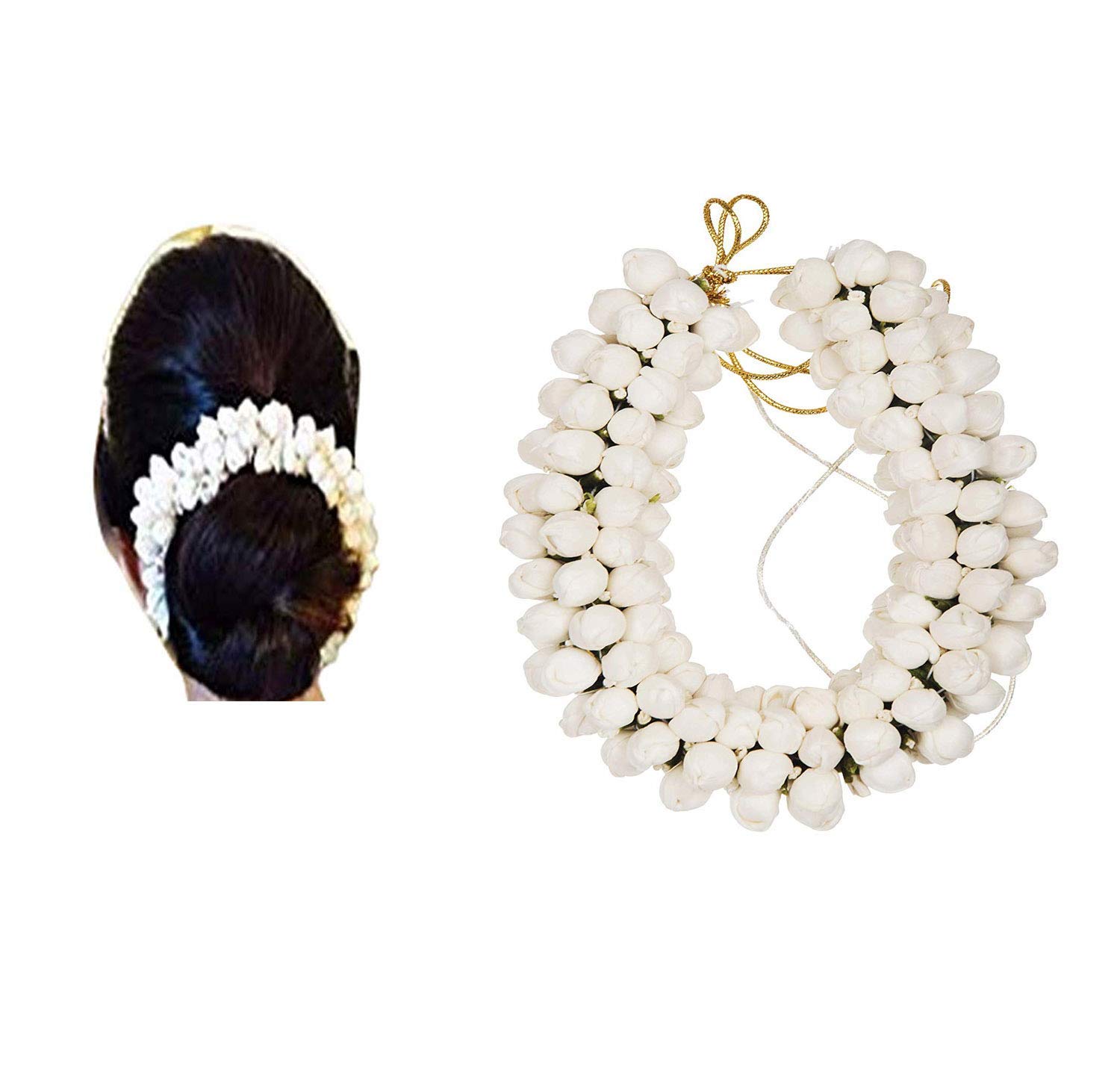 DEXO White Jasmine Flower Hair Accessories - Elegant Mogra Gajra Hair Clip for Women & Girls (Pack of 1) | Perfect for Weddings, Parties & Special Occasions