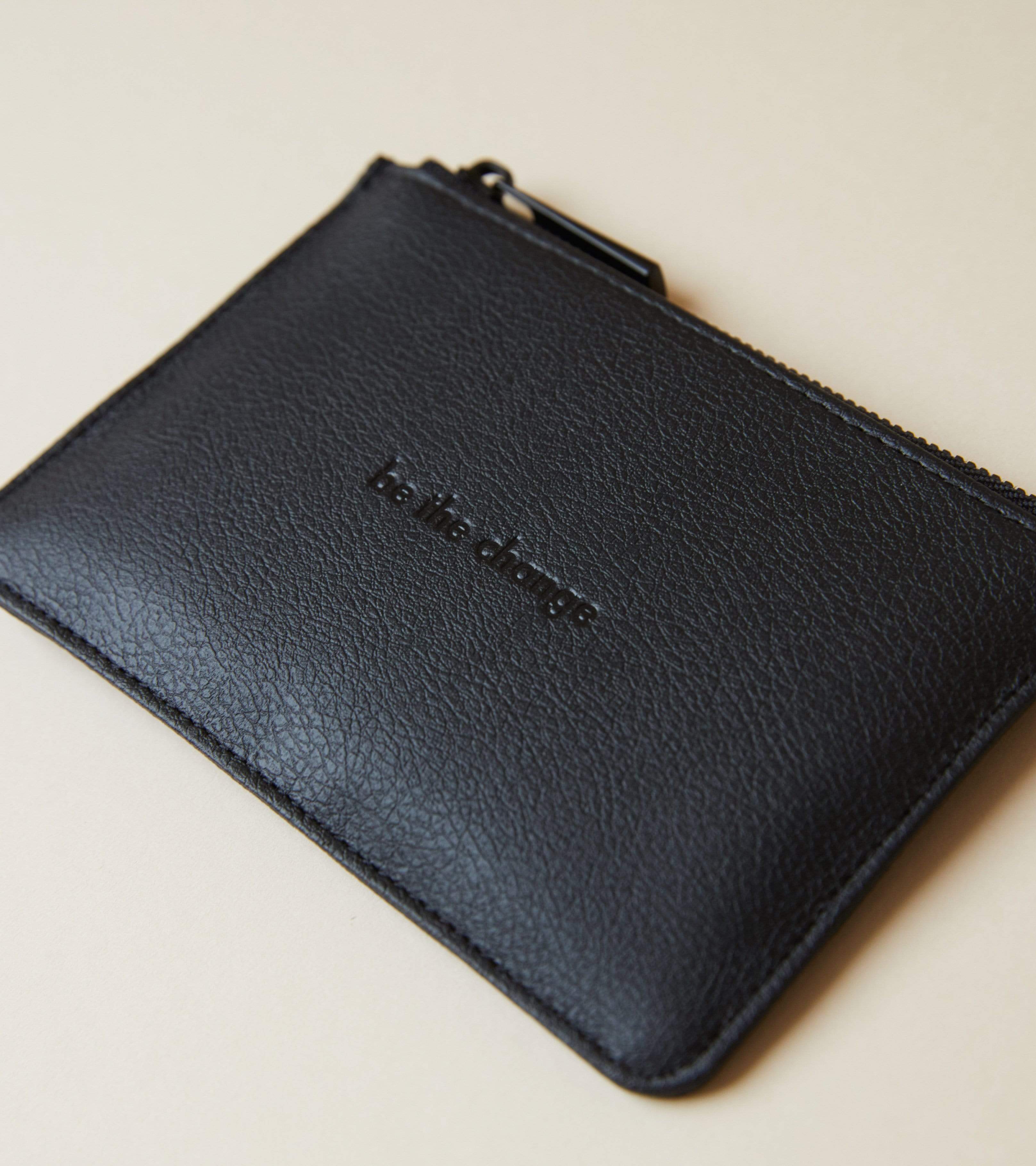 Vegan Leather Apple Card Holder Pouch - Slim RFID Blocking Wallet for Credit Cards & ID | Perfect for Travel, Minimalist Wallets & Everyday Carry (Black)