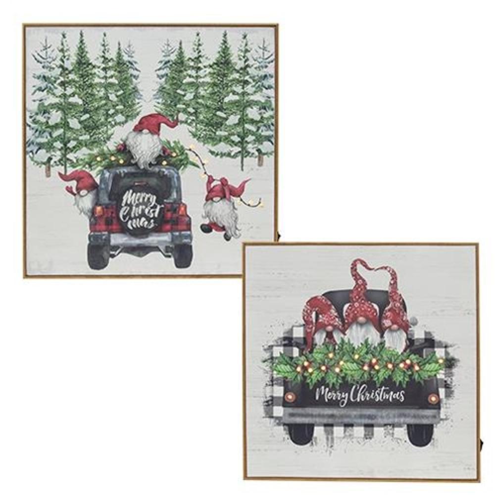 LED Merry Christmas Gnome Truck Decor - 2 Pack Assorted Holiday Yard Art for Outdoor Christmas Decorations | Perfect for Front Porch, Lawn, Garden & Holiday Display