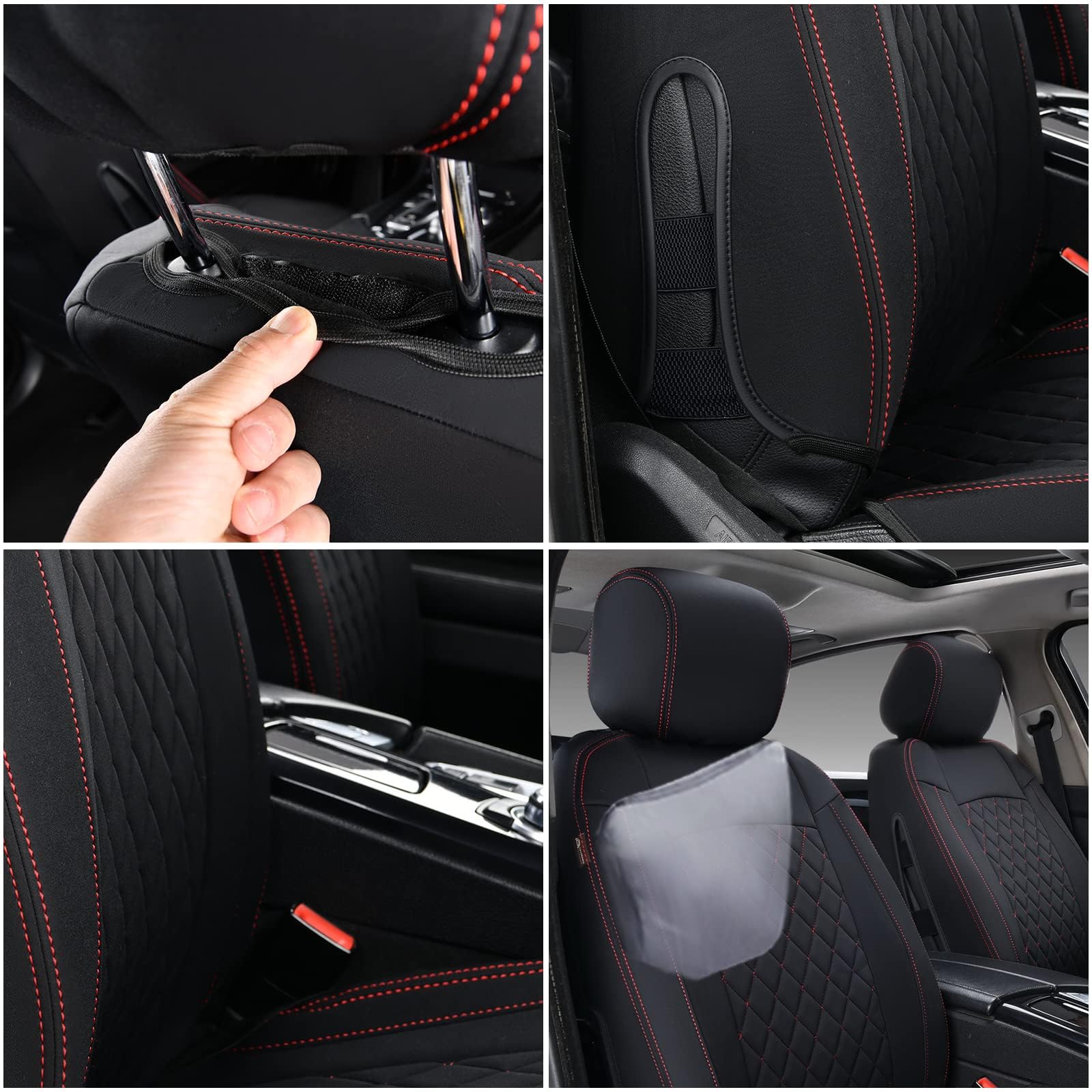 Premium Front Car Seat Covers 2-Pack - Waterproof Neoprene Seat Protectors for Cars, Trucks & SUVs | Universal Fit | Black-Red Design | Perfect for Daily Commute, Road Trips & Pet Protection