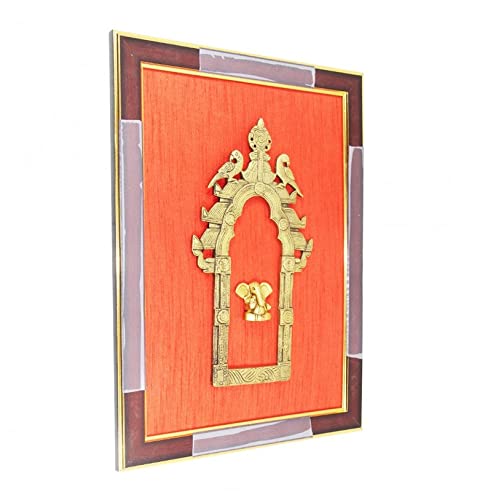 15 Inch Brass Prabhavali Wall Hanging Frame with Ganesha Idol - Handcrafted Temple Home Decor for Pooja Room, Meditation Space & Spiritual Wall Art