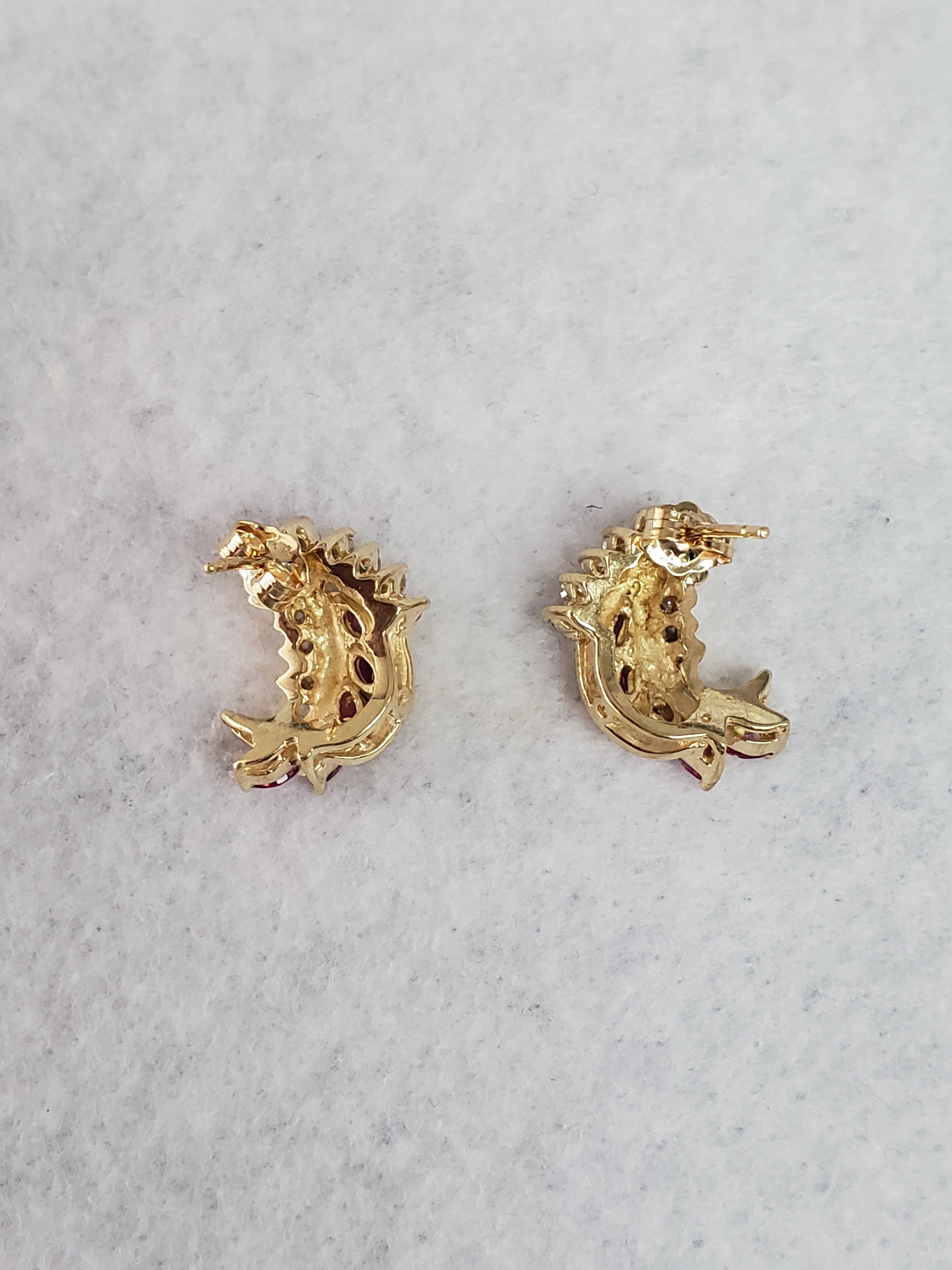Vintage Style Ruby Diamond Earrings for Women - 14K Gold Plated Elegant Dangle Earrings - Perfect for Weddings, Parties & Special Occasions
