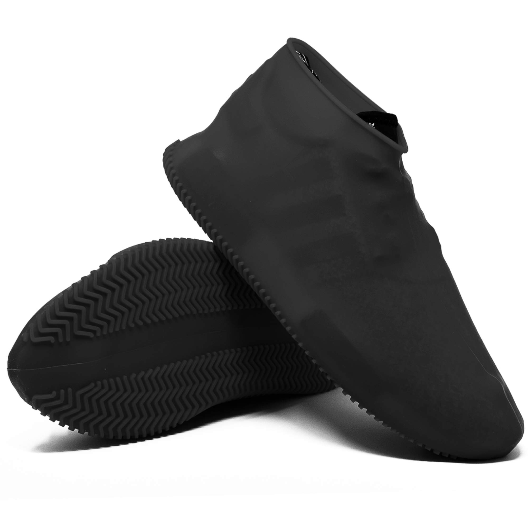 BOVAI Reusable Waterproof Shoe Covers - Silicone Rain Boot Protectors for Running, Work & Outdoor Activities (Medium, Black) - Stay Dry in Wet Weather