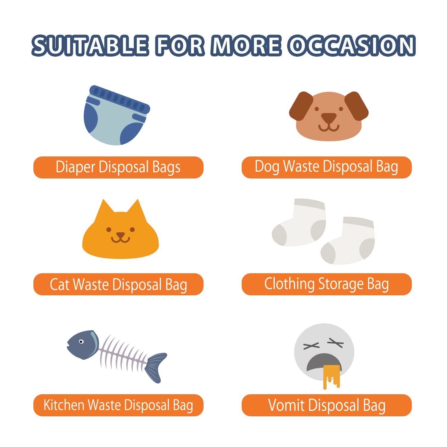 Odor Sealing Disposable Diaper Bags - 120 Count Large Capacity Unscented Trash Bags for Baby Diapers | Safe & Easy to Use | Perfect for Travel, Nursery, and On-the-Go Diaper Changes