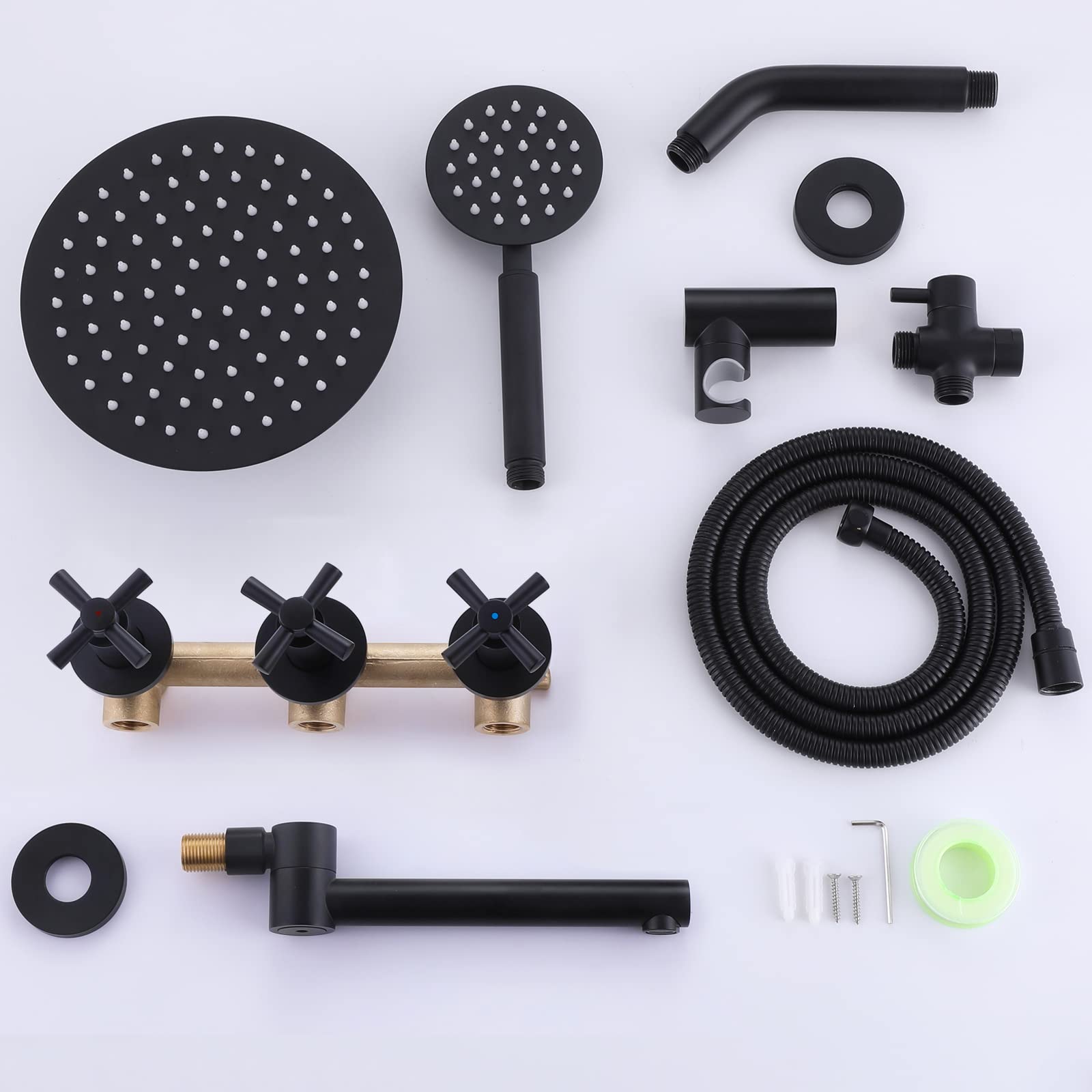 3 Handle Shower Faucet Set - Matte Black Complete Tub Shower Trim Kit with Valve | Bathroom Remodel, Modern Home Upgrade & Spa-Like Shower Experience