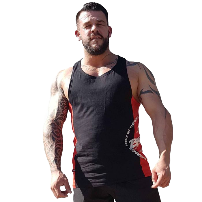 Brachial Tank Top for Squat Workouts - Black/Red - Perfect for Gym, Weightlifting & CrossFit Training