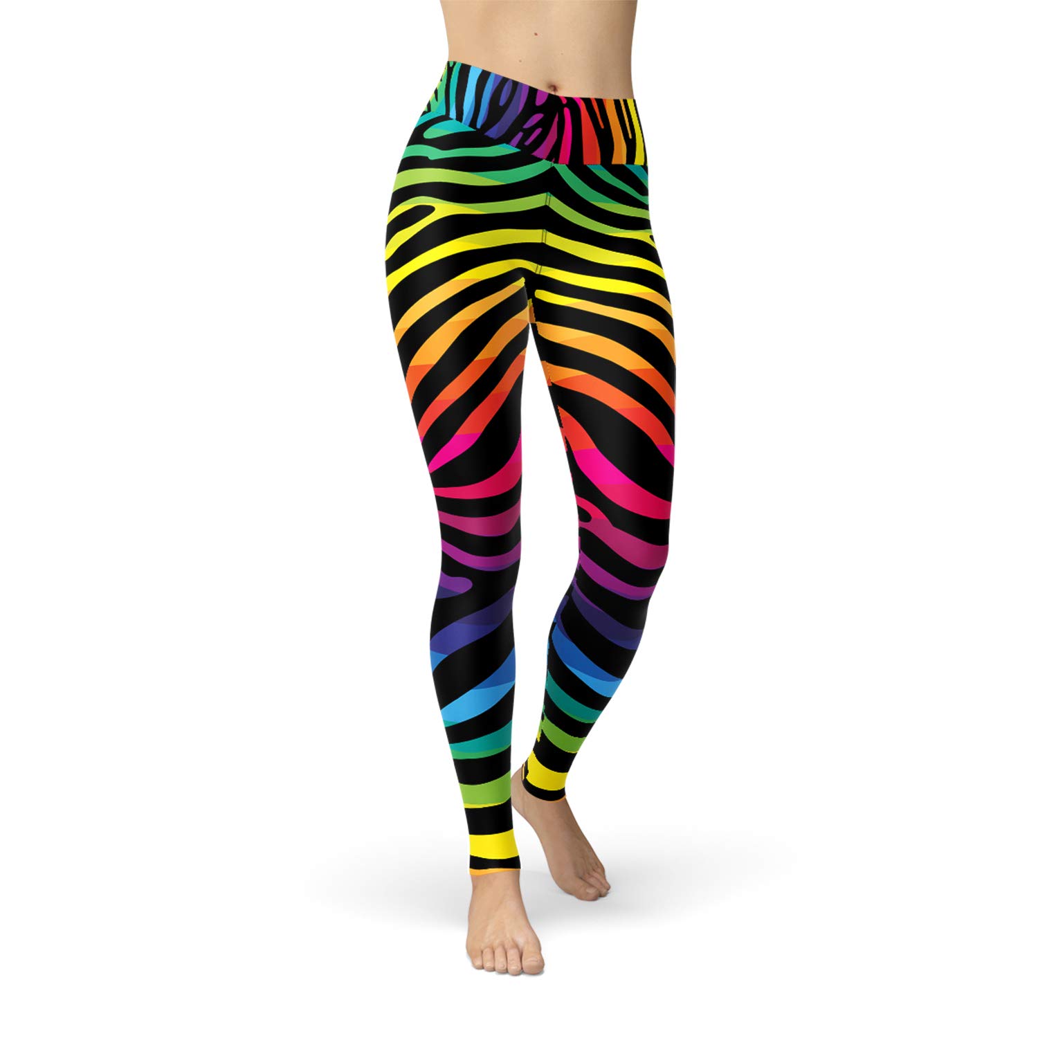 Rainbow Zebra Stripes Yoga Leggings for Women - High Waisted Workout Pants with Printed Design | Perfect for Yoga, Gym & Casual Wear