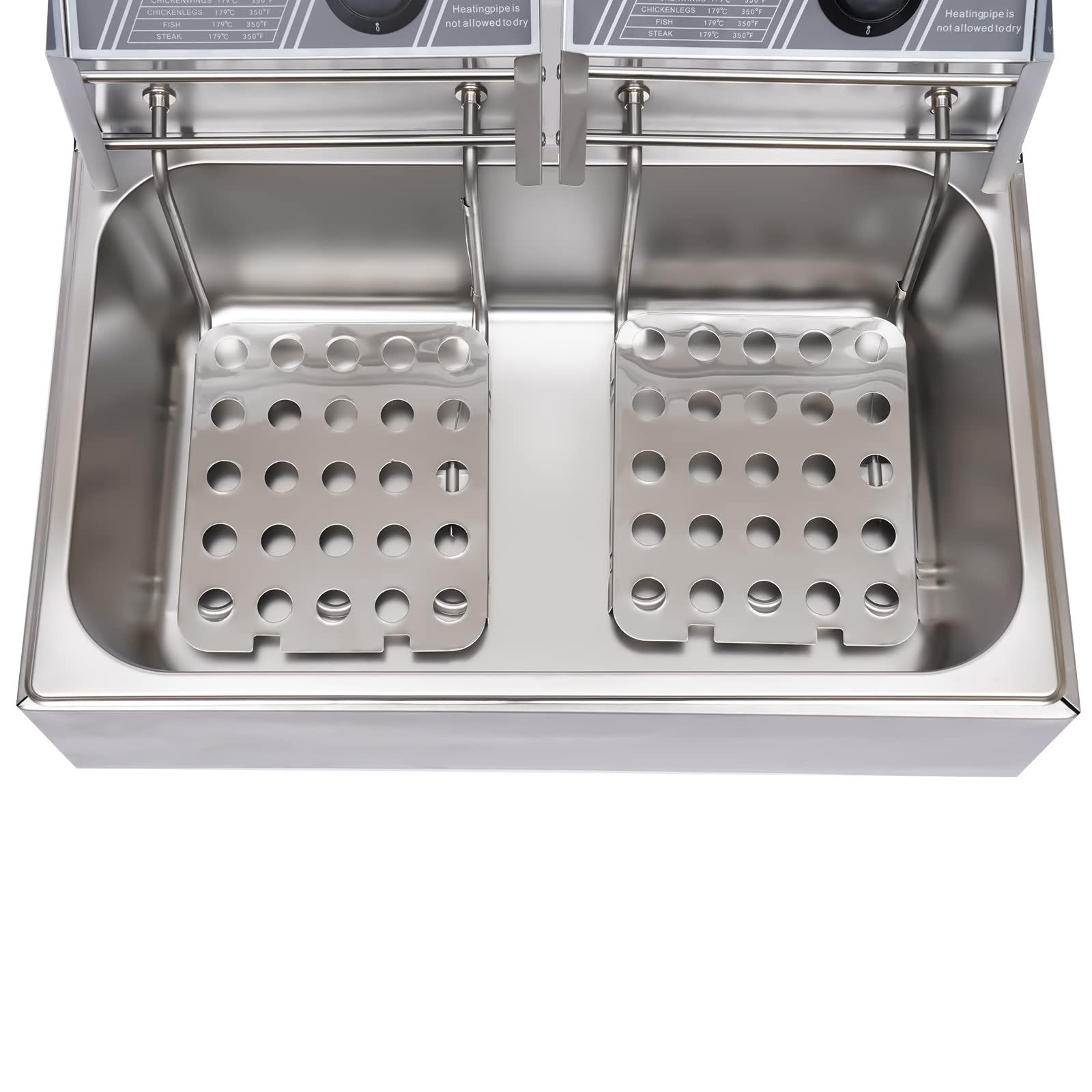 12.7QT Stainless Steel Electric Deep Fryer with Baskets & Lid - 12L Countertop Oil Fryer for Home Kitchen, Snacks, Chicken, Fish & More - Perfect for Parties, Restaurants & Fast Food