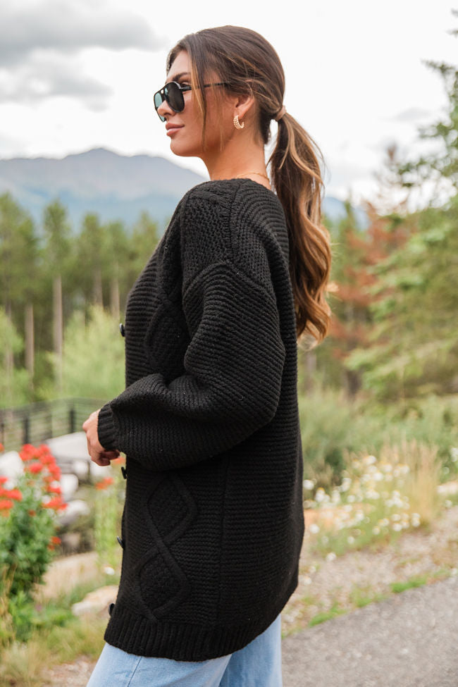 Stylish Black Cable Knit Cardigan for Women - Cozy Winter Sweater | Perfect for Layering, Office Wear & Casual Outfits