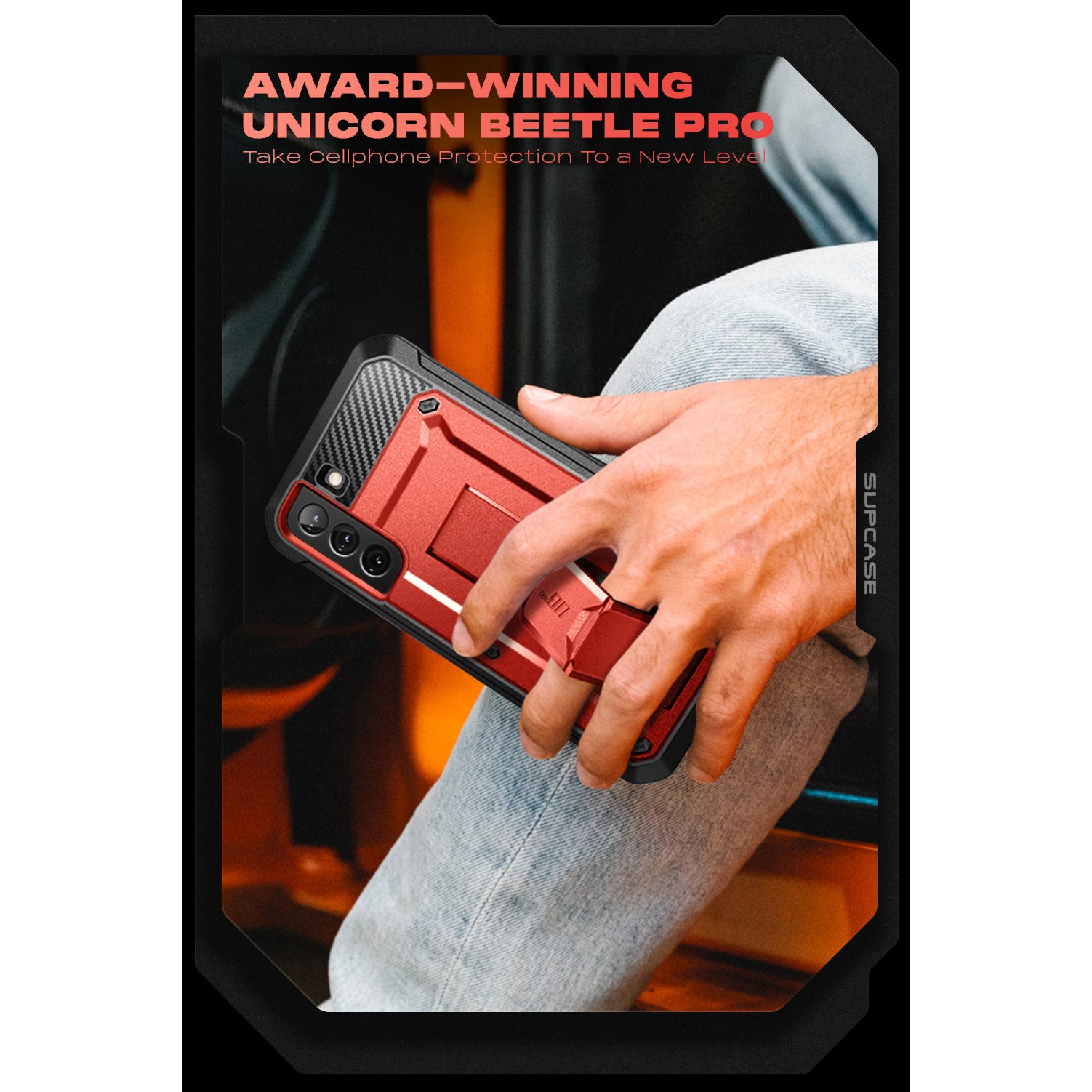 Samsung Galaxy S22 Unicorn Beetle PRO Case - Heavy Duty Rugged Shockproof Cover with Metallic Red Finish | Perfect for Outdoor, Work & Extreme Sports Protection